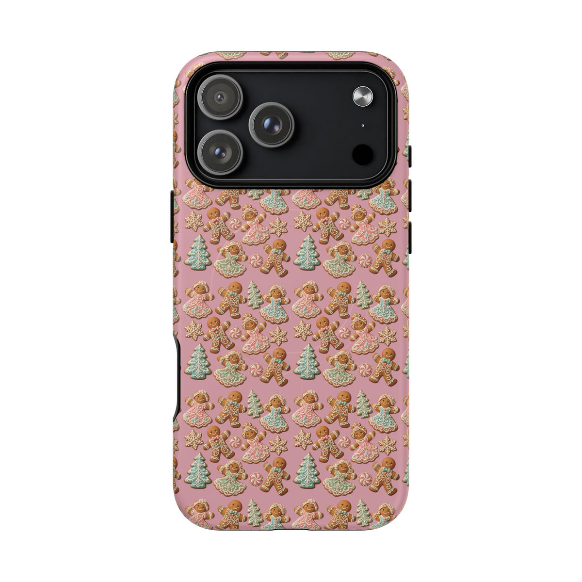 Phone Case — Pink Gingerbread Cookies Pattern Tough Magnetic Case