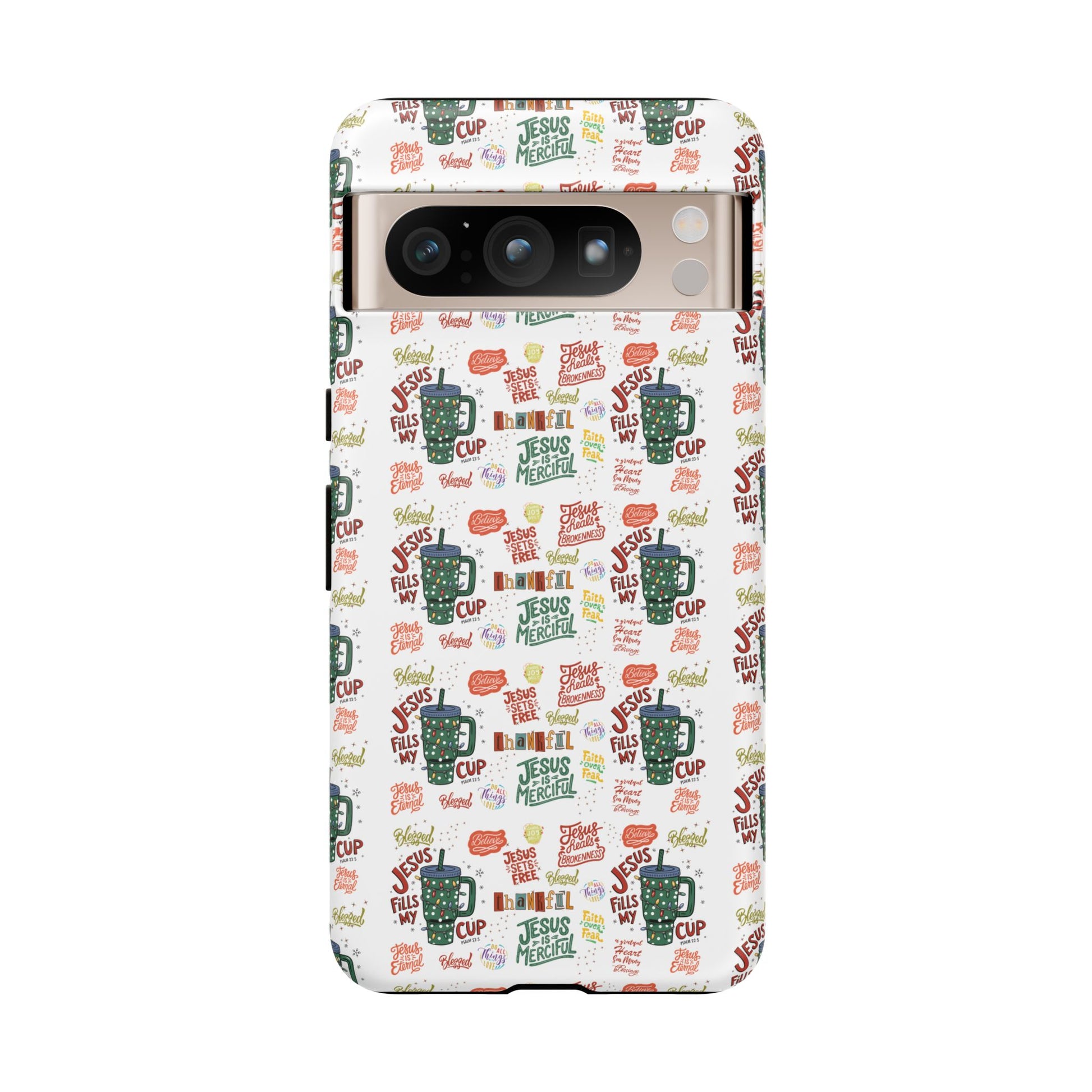 Jesus Fill My Cup Phone Case Cute Floral Design in Red, Pink, Blue – Aesthetic Protective Case for iPhone and  Android