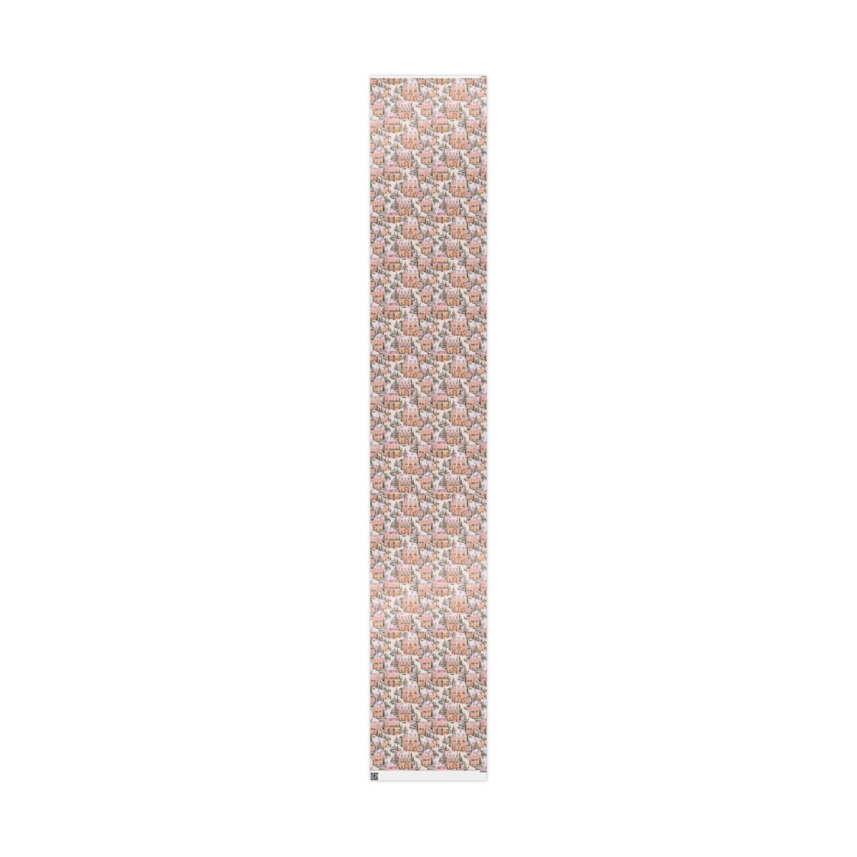 Wrapping Paper — Pink Snowy Village Holiday Gift Wrap (Festive Cottage Pattern)