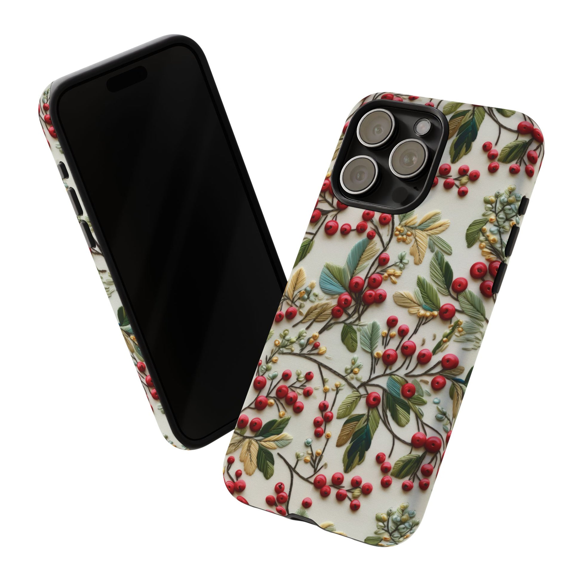 Holly Christmas Wildflowers Boho Chic Design Phone Case - Stylish, Protective Cover for All Models Gift for Mom Accessory Gift for Her
