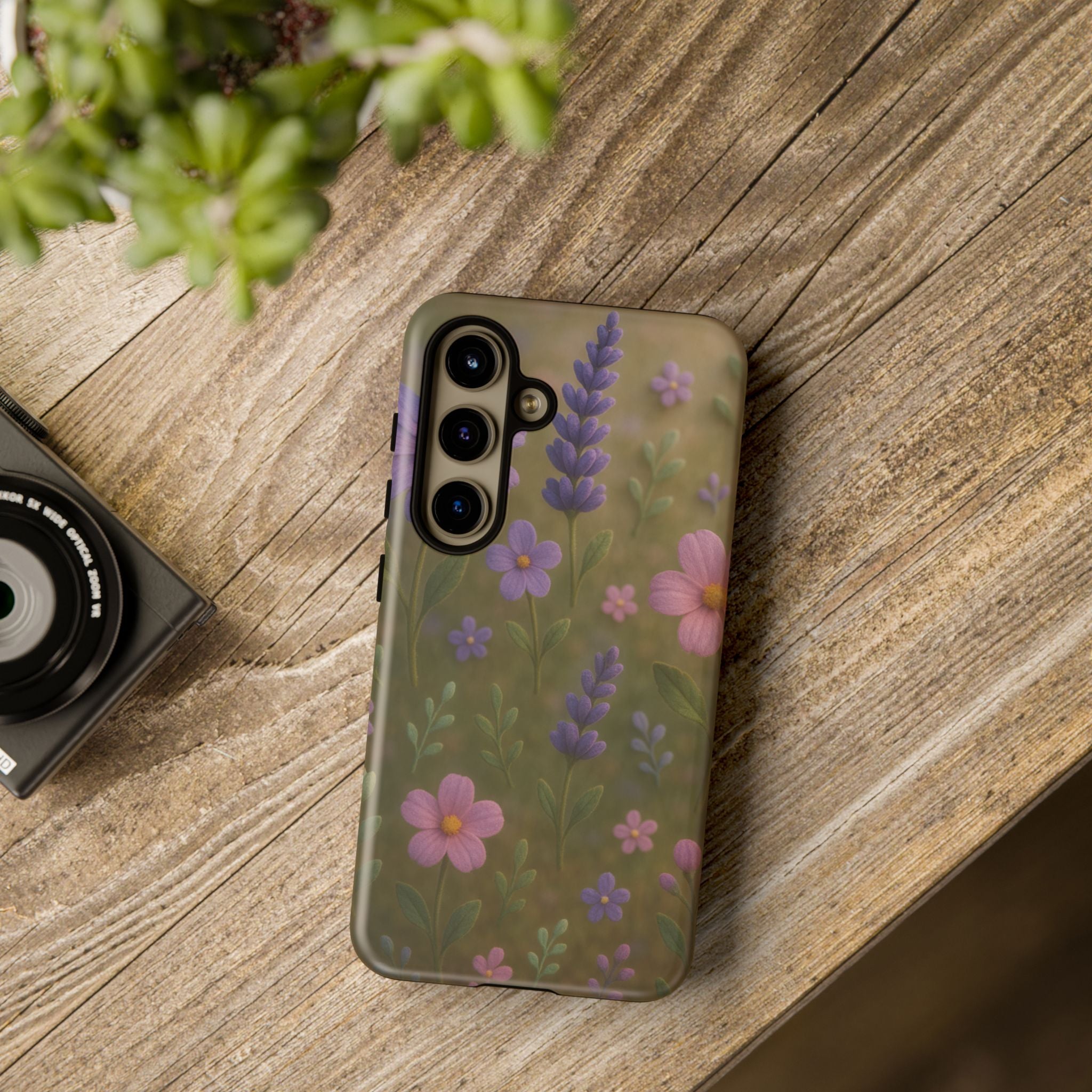 Pastel Flowers 3D Illusion Wildflower Phone Case Cute Pastel Floral Design in Lavender, Pink, Mint Green Aesthetic Protective Case for iPhone and  Android
