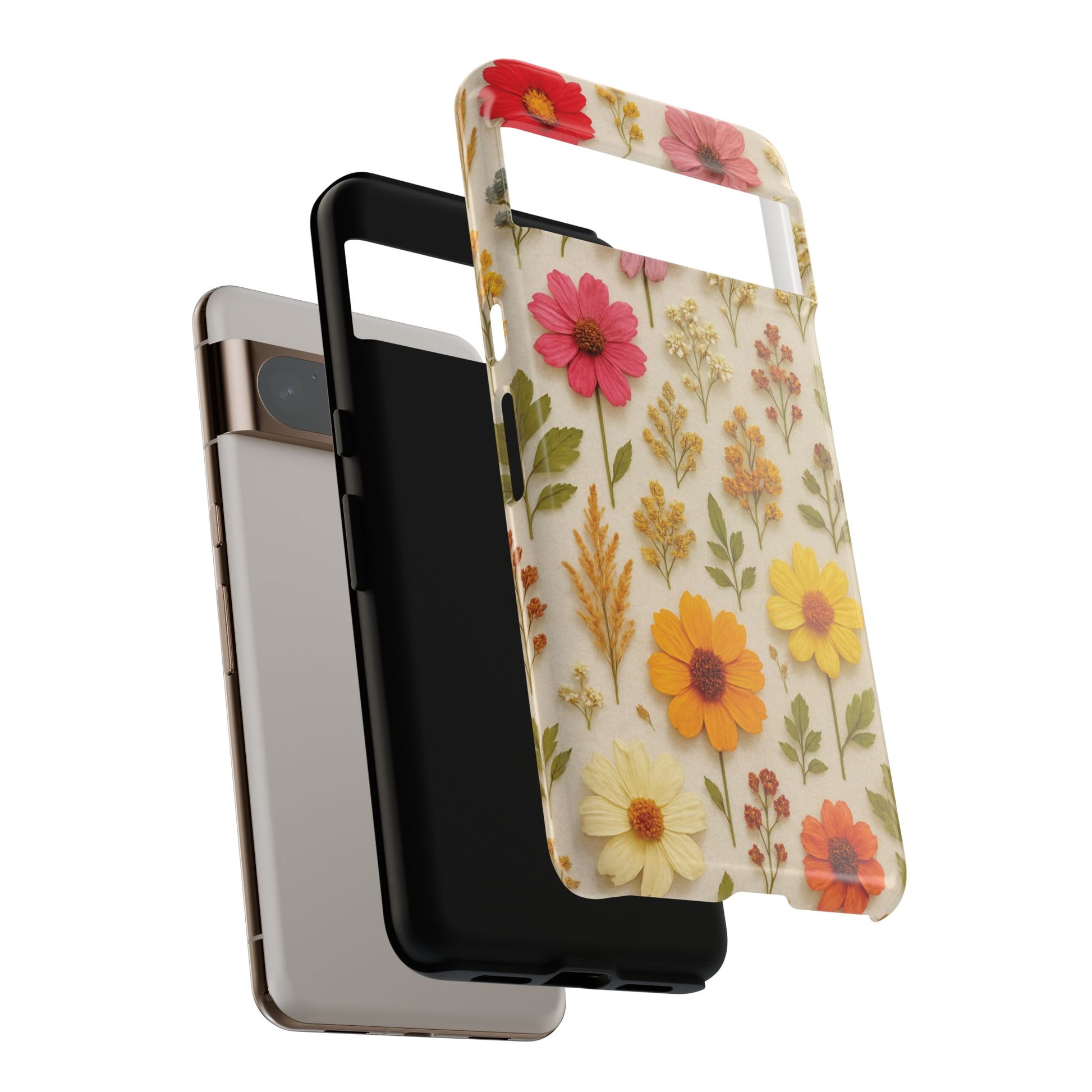 Dried Flowers Illusion Phone Case – Realistic Botanical Aesthetic, Colorful Pressed Floral Art, Trendy Nature-Inspired Protective Cover  iPhone & Samsung Models