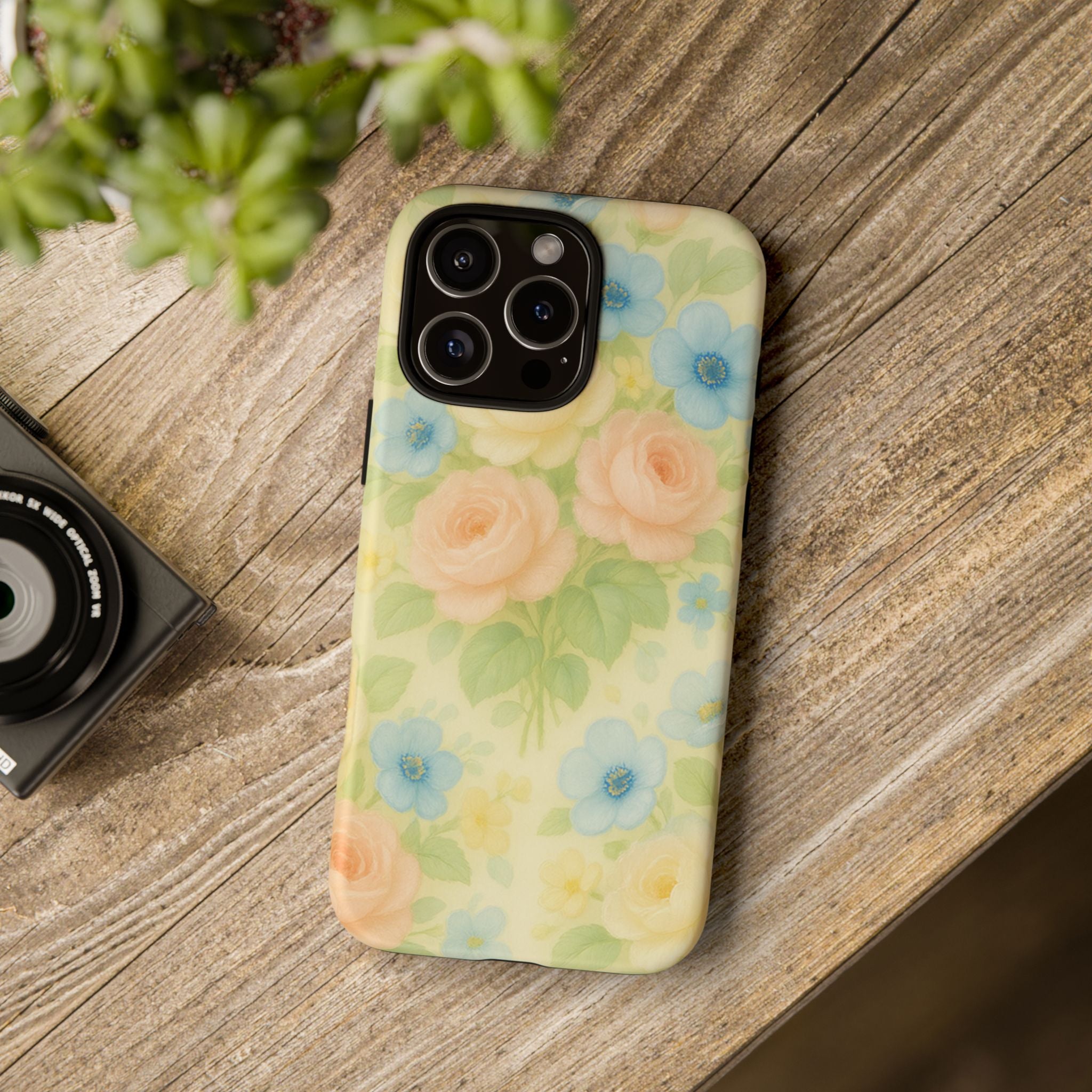 Pastel Yellow Vintage Floral Phone Case  Romantic Cottagecore Aesthetic, Soft Botanical Design, Protective Gift for Her, Fits iPhone & Samsung Models