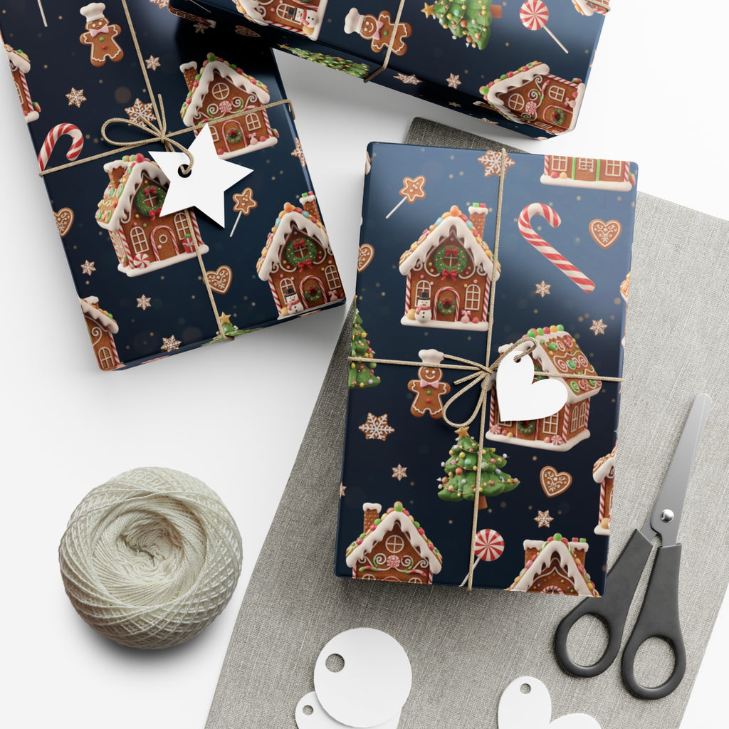 Vintage 3D Gingerbread House Christmas Wrapping Paper | Elegant  Holiday Gift Wrap3 Size Options Available Gift Mom