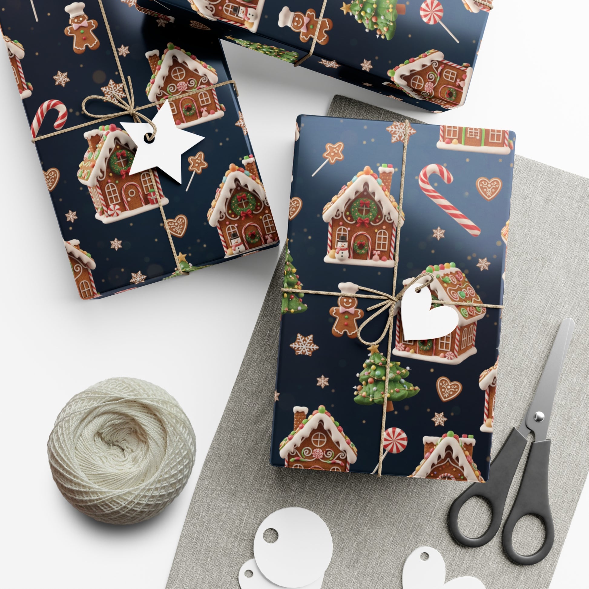 Vintage 3D Gingerbread House Christmas Wrapping Paper | Elegant  Holiday Gift Wrap3 Size Options Available Gift Mom