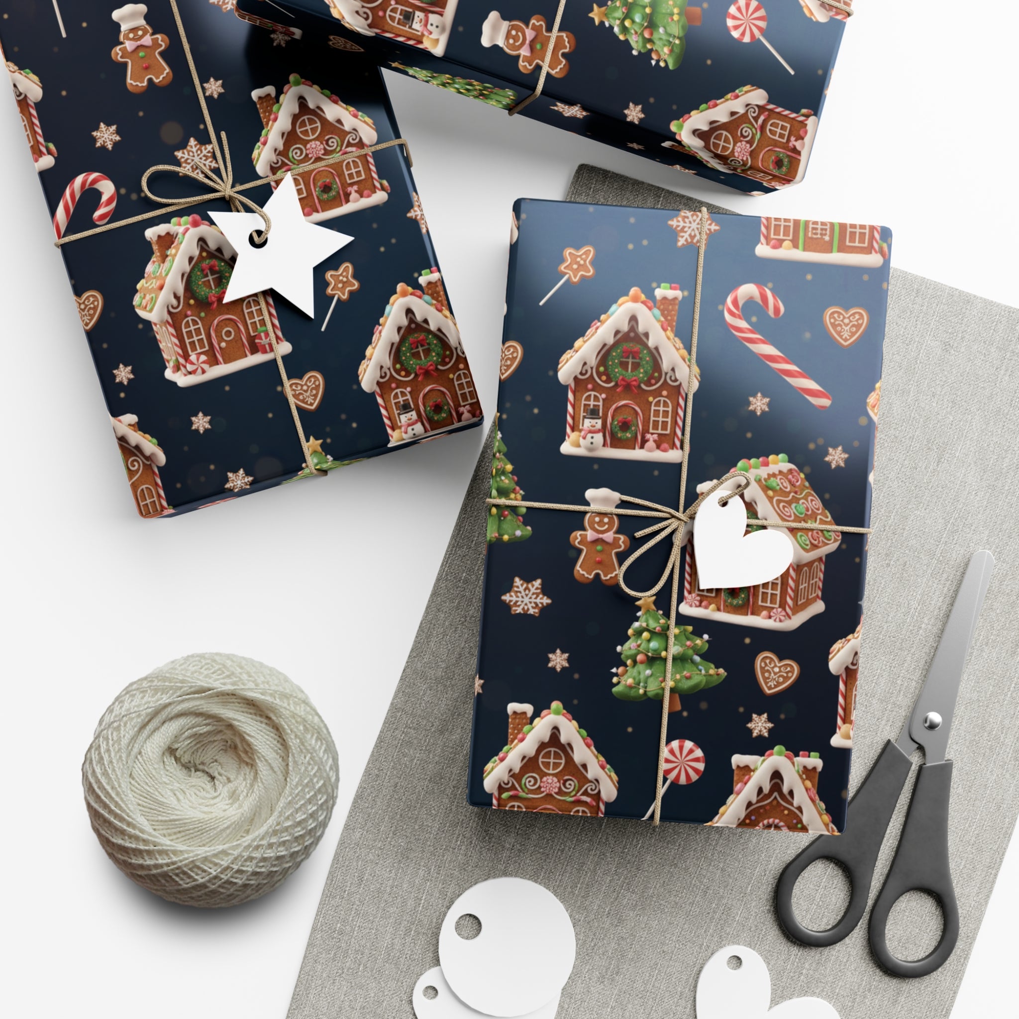 Vintage 3D Gingerbread House Christmas Wrapping Paper | Elegant  Holiday Gift Wrap3 Size Options Available Gift Mom