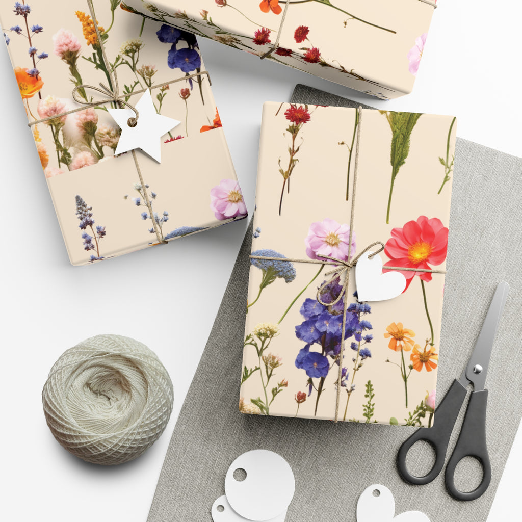 Wildflowers Press Illusion Floral Symphony Timeless Wrapping Paper Perfect for Weddings, Bridal & Baby Showers Eco-Friendly, All Occasion.