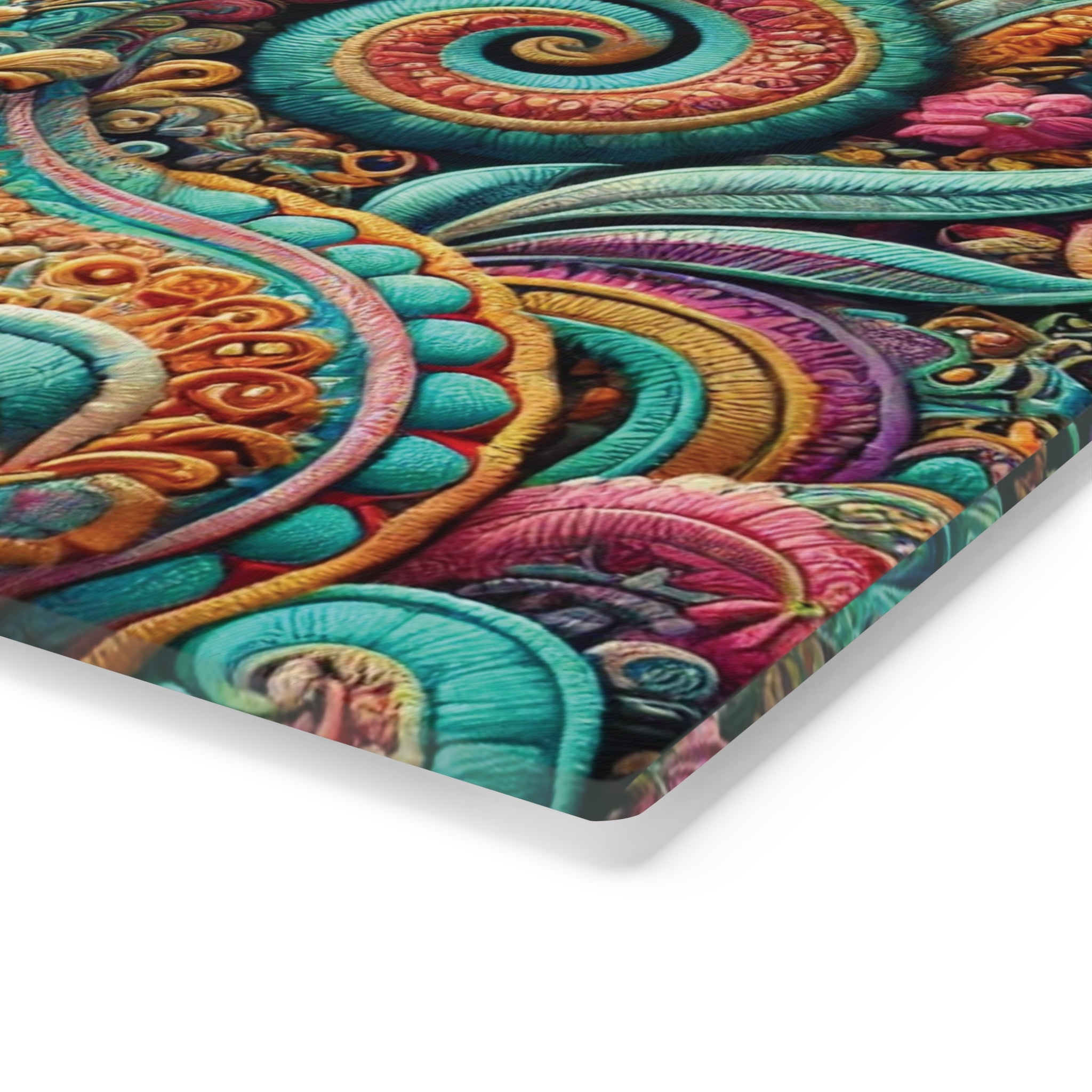 Planche à découper en verre trempé à motif floral bohème Paisley | Durable et résistante à la chaleur | Pieds antidérapants pour la stabilité | Surface résistante aux rayures | Décoration de cuisine élégante et cadeau