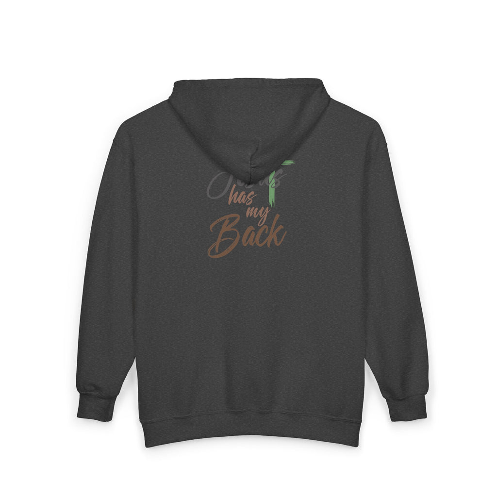 Faith-Inspired Full Zip Hoodie - "Jesus Has My Back"
