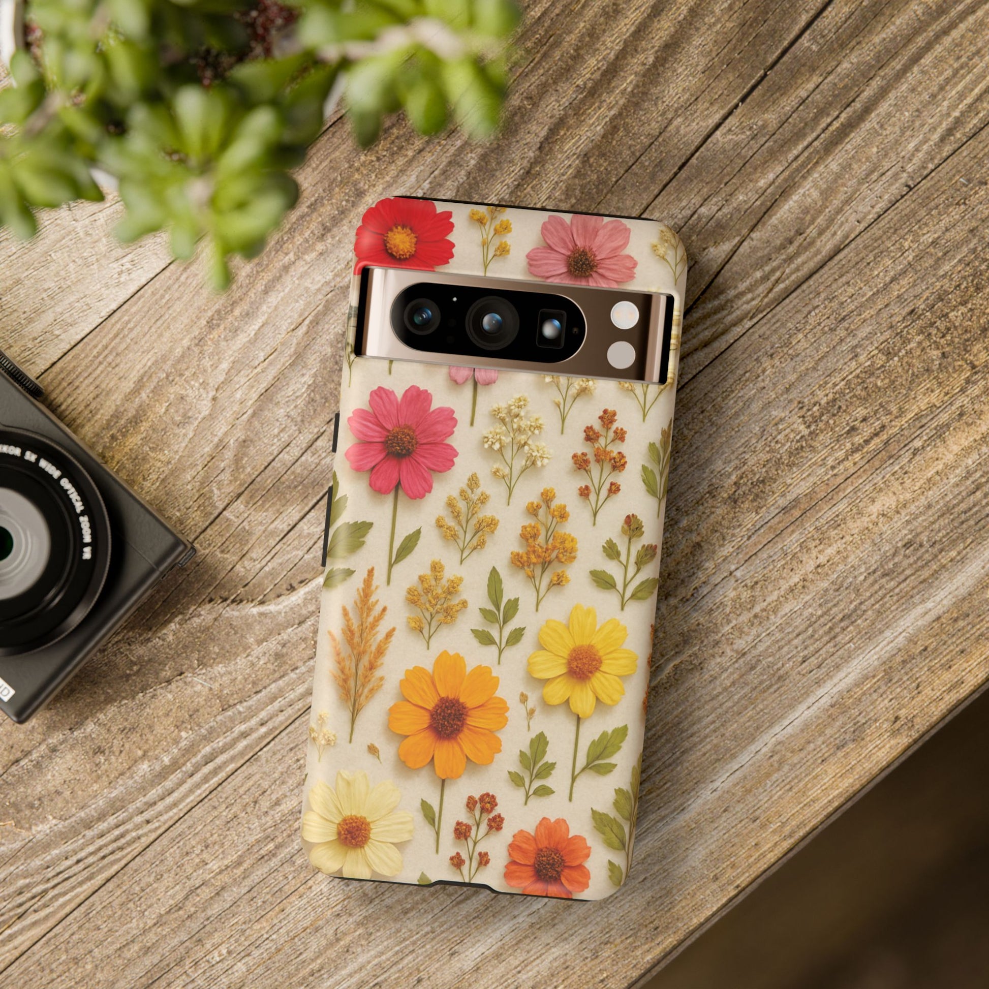 Dried Flowers Illusion Phone Case – Realistic Botanical Aesthetic, Colorful Pressed Floral Art, Trendy Nature-Inspired Protective Cover  iPhone & Samsung Models