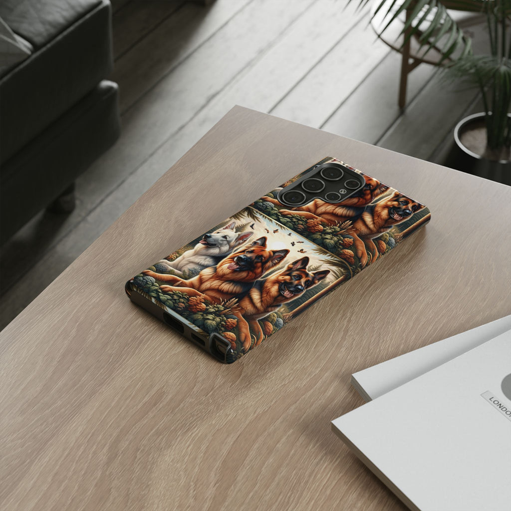 German Shepherd Phone Tough Case Floral Elegant Durable Dog Lover Devices iPhone 15, Samsung iPhone Samsung Accessory Gift for Her