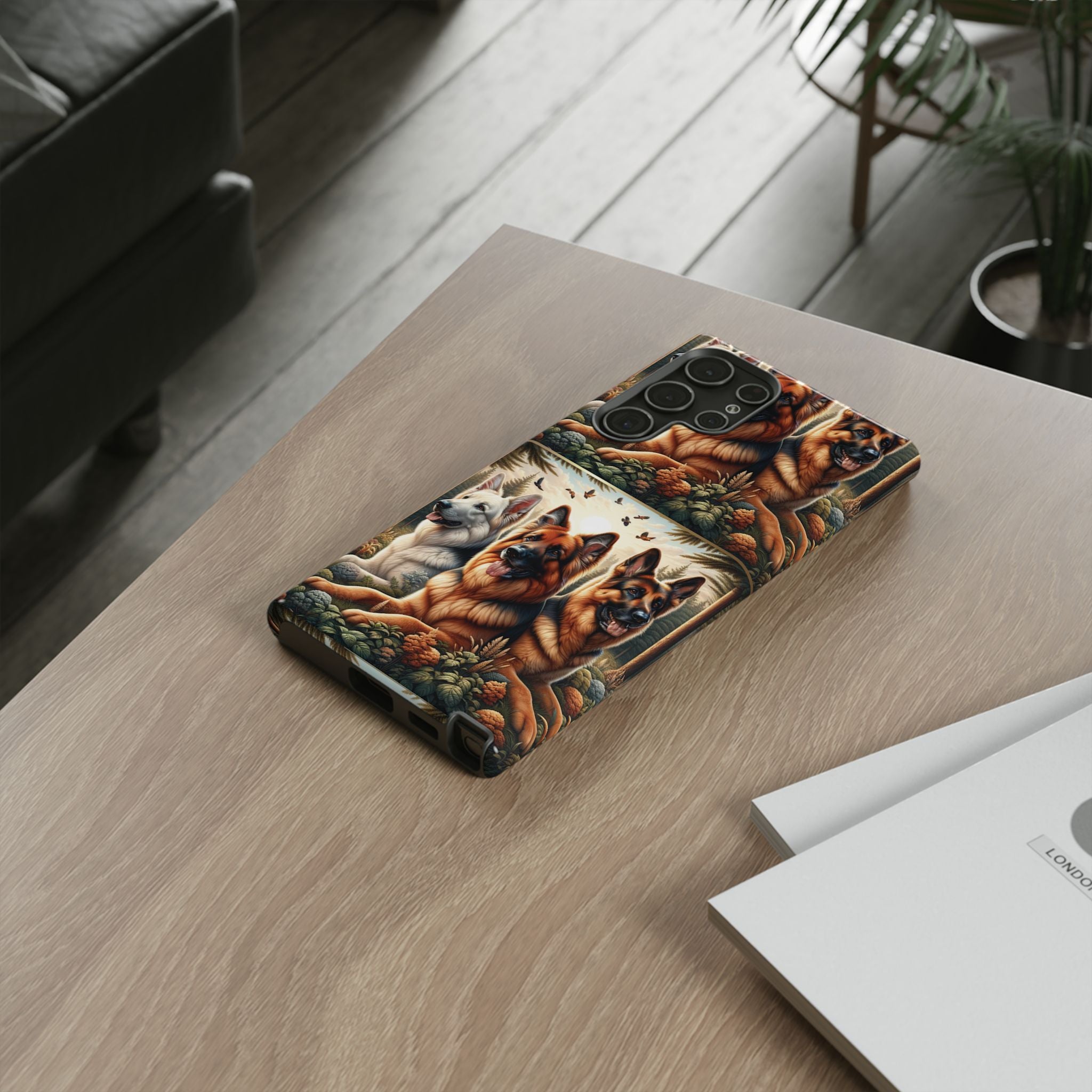 German Shepherd Phone Tough Case Floral Elegant Durable Dog Lover Devices iPhone 15, Samsung iPhone Samsung Accessory Gift for Her