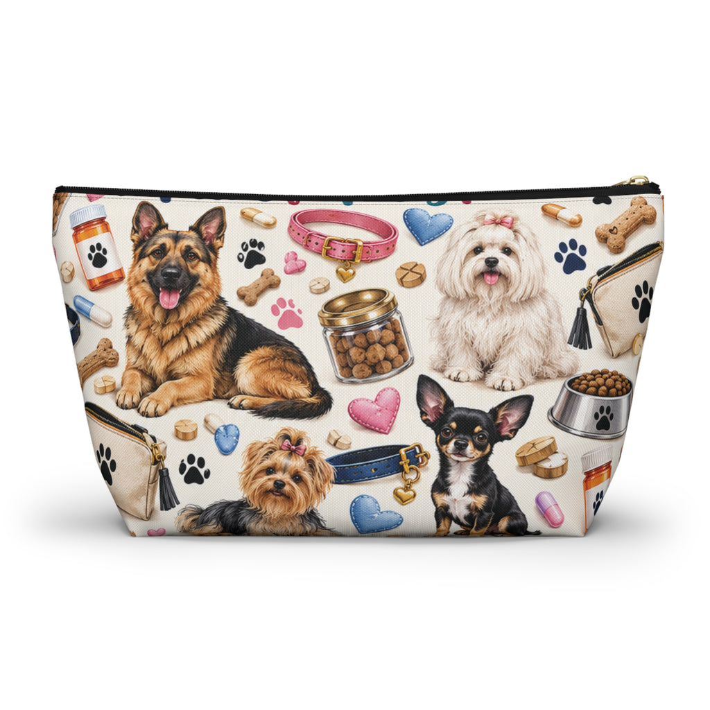 Paws for Pills Accessory Pouch — Dog Medicine & Treats T-Bottom Makeup Bag