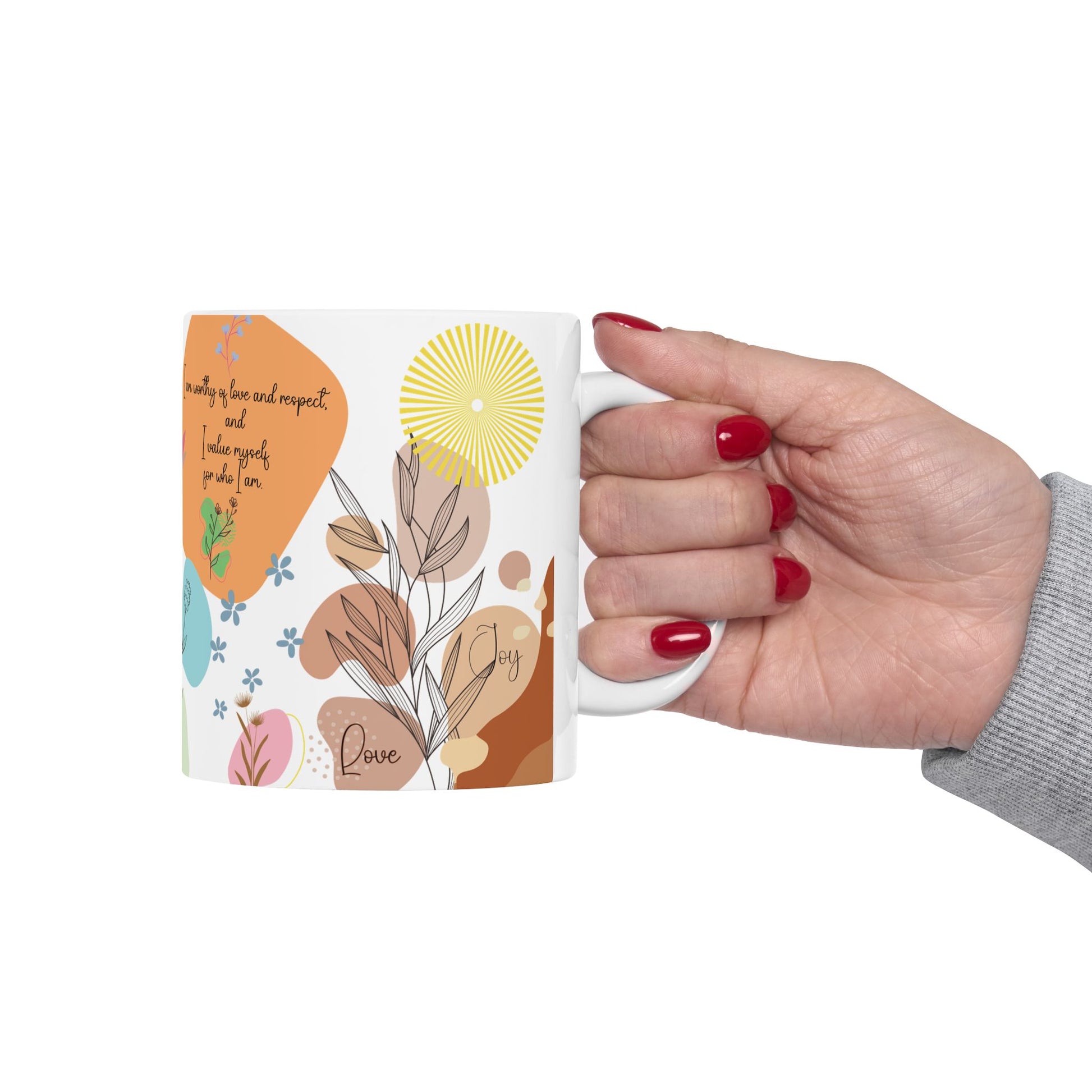 Daily Motivation Mug Positive Affirmations Ceramic Coffee Mug (11oz, 15oz) – Uplifting Quote Cup for Confidence, Mindfulness & Self-Care Gift Her