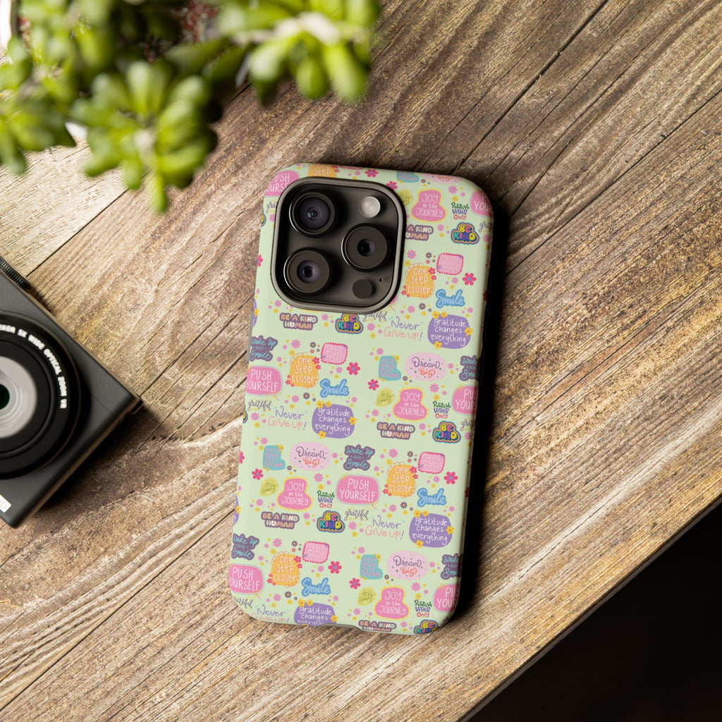 Good Vibes Only Protective Phone Case  Shockproof Slim Aesthetic Motivational Quote Cover, Positive Affirmation Gift for Mom, Teens & Besties | iPhone & Galaxy