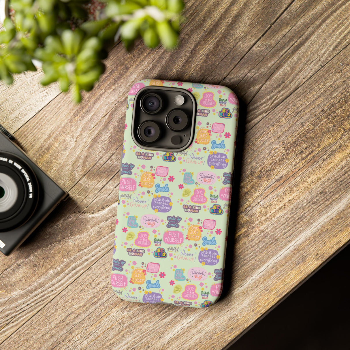 Good Vibes Only Protective Phone Case  Shockproof Slim Aesthetic Motivational Quote Cover, Positive Affirmation Gift for Mom, Teens & Besties | iPhone & Galaxy