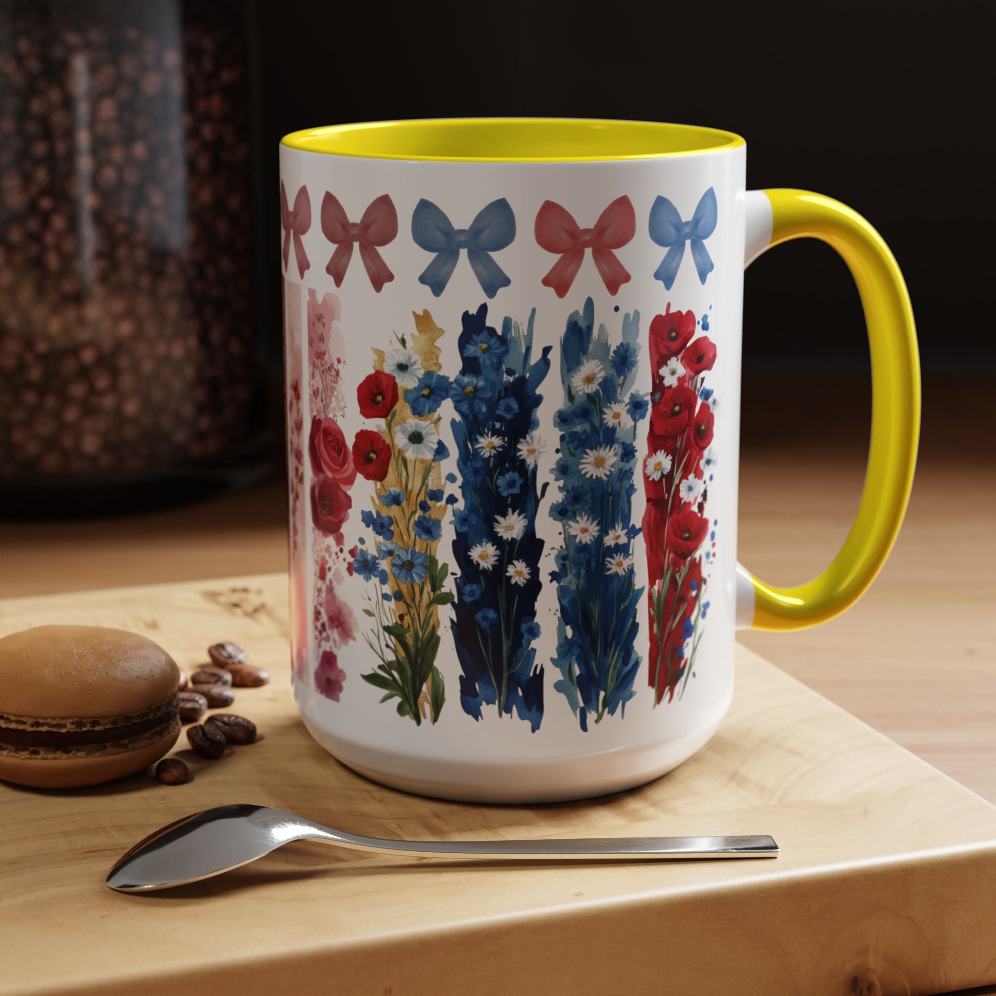 Brushstroke floral With Bows| Christian Mug with Bible Verse | Inspirational Gift for Christians | 11oz and 15oz Ceramic Coffee Mug Cozy Spring Mornings