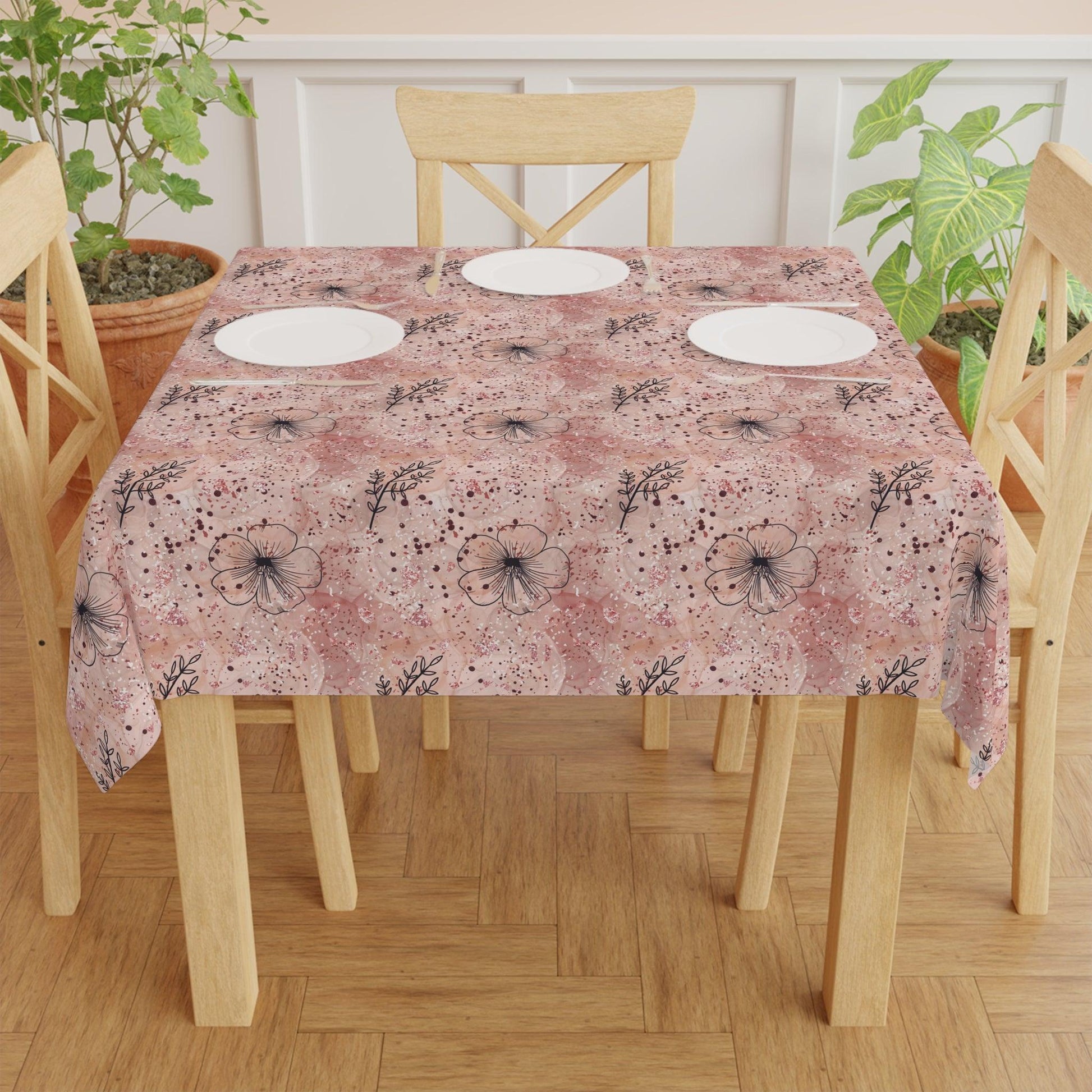Pink BOHO Enchanting Cottagecore Tablecloth Perfect for Rustic Elegance and Nature-Inspired Dining Elegant, Washable Linens for Home, Weddings, Birthdays all Events Durable & Stylish for All Occasions - MRSBYVALLE