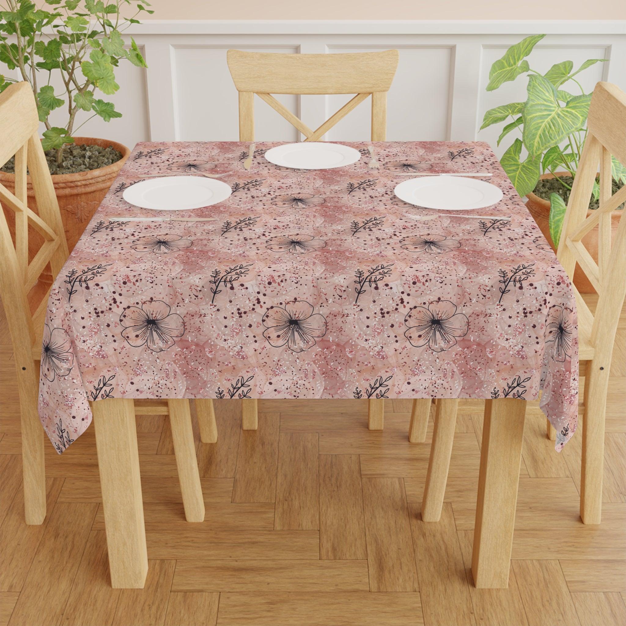 Pink BOHO Enchanting Cottagecore Tablecloth Perfect for Rustic Elegance and Nature-Inspired Dining Elegant, Washable Linens for Home, Weddings, Birthdays all Events Durable & Stylish for All Occasions - MRSBYVALLE