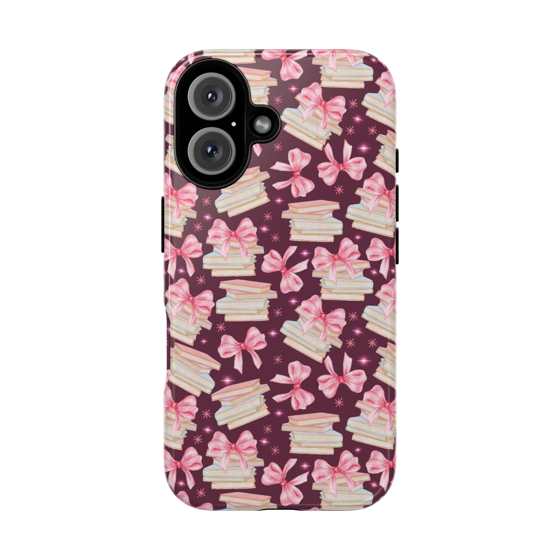 Coquette Pink Bows & Books Phone Case for iPhone 16 15 14 13 12  21 23 Samsung, and Pixel | Stylish Protective Cover Gift for Her Perfect for Floral Lover