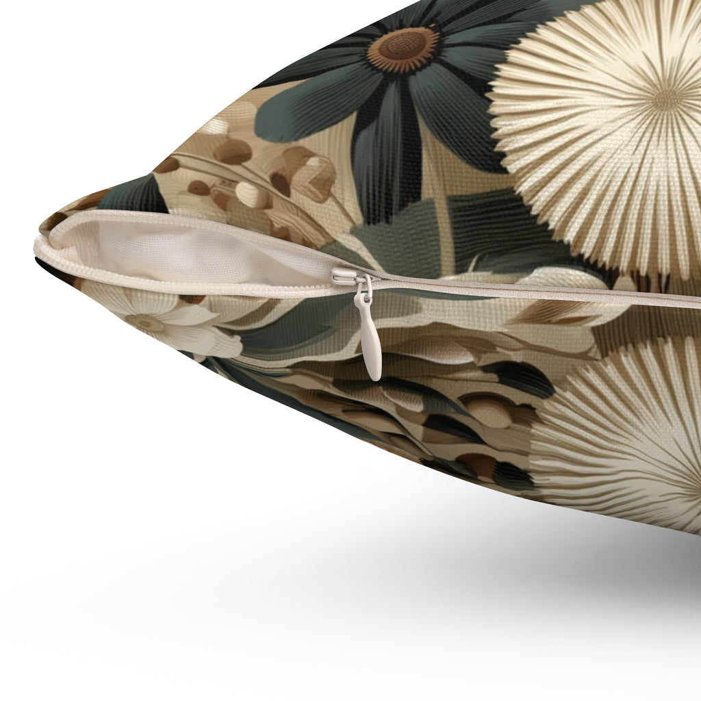 Mid-century Modern Floral Square Pillow Elegant Holiday Decor Perfect for all Seasonal Decorations Perfect Accent for Living Rooms, Bedrooms, Soft, Durable, Pillow Gift New House, Bridal Shower Gift - MRSBYVALLE