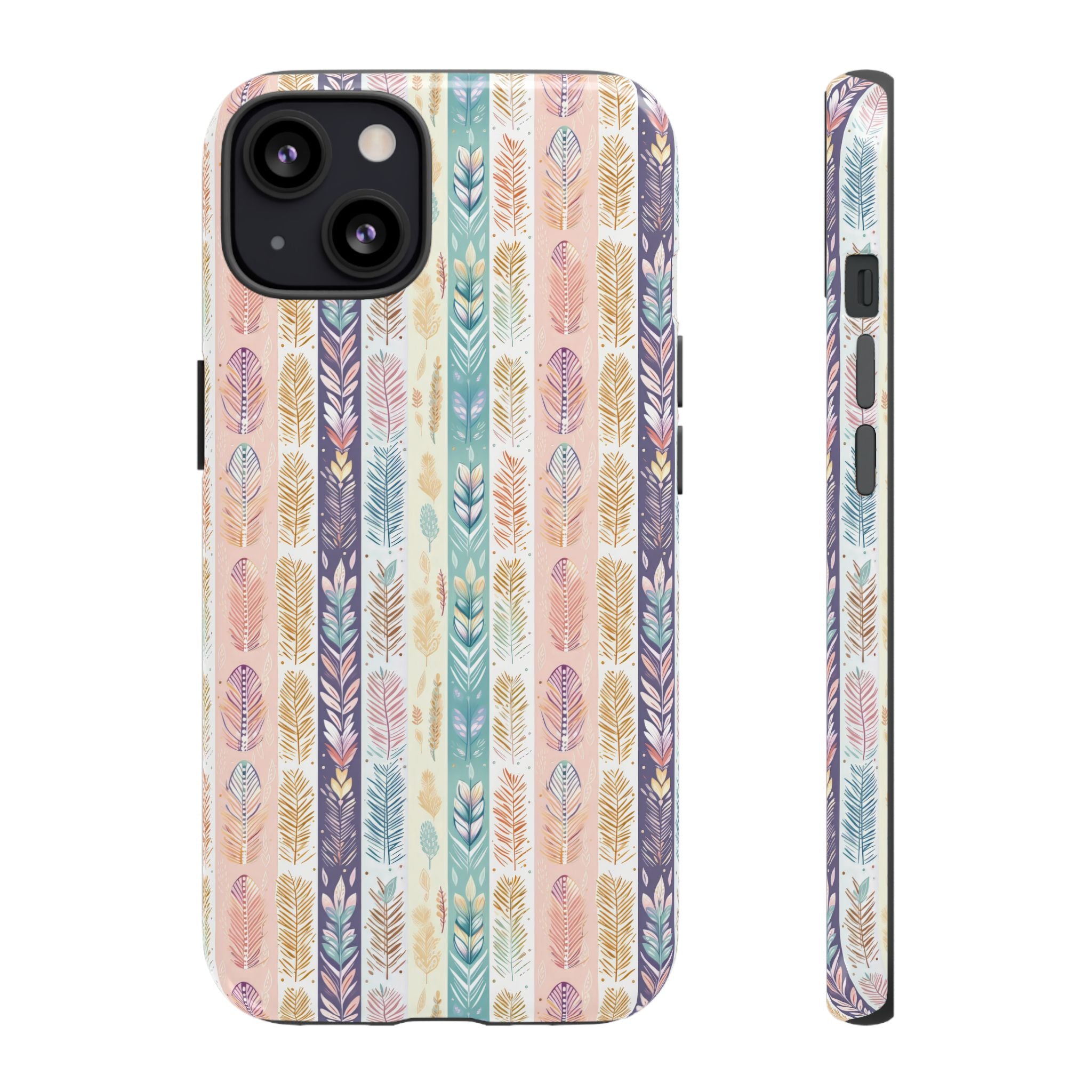 Boho Pastel Feathers Modern Watercolor Abstract Phone Case Compatible with iPhone, Samsung & More - Stylish, Durable Protection with Vibrant Artistic Design Perfect Gift for Her