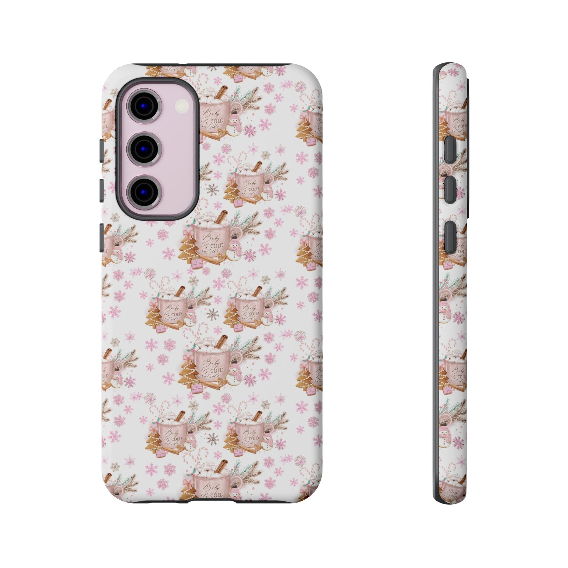 Baby it's Cold Outside Pink and White Phone Case Unique Holiday Protection for Your Device | Stylish & Durable Cover Gift for Her Phone 15, Samsung iPhone Samsung Accessory Gift for Her