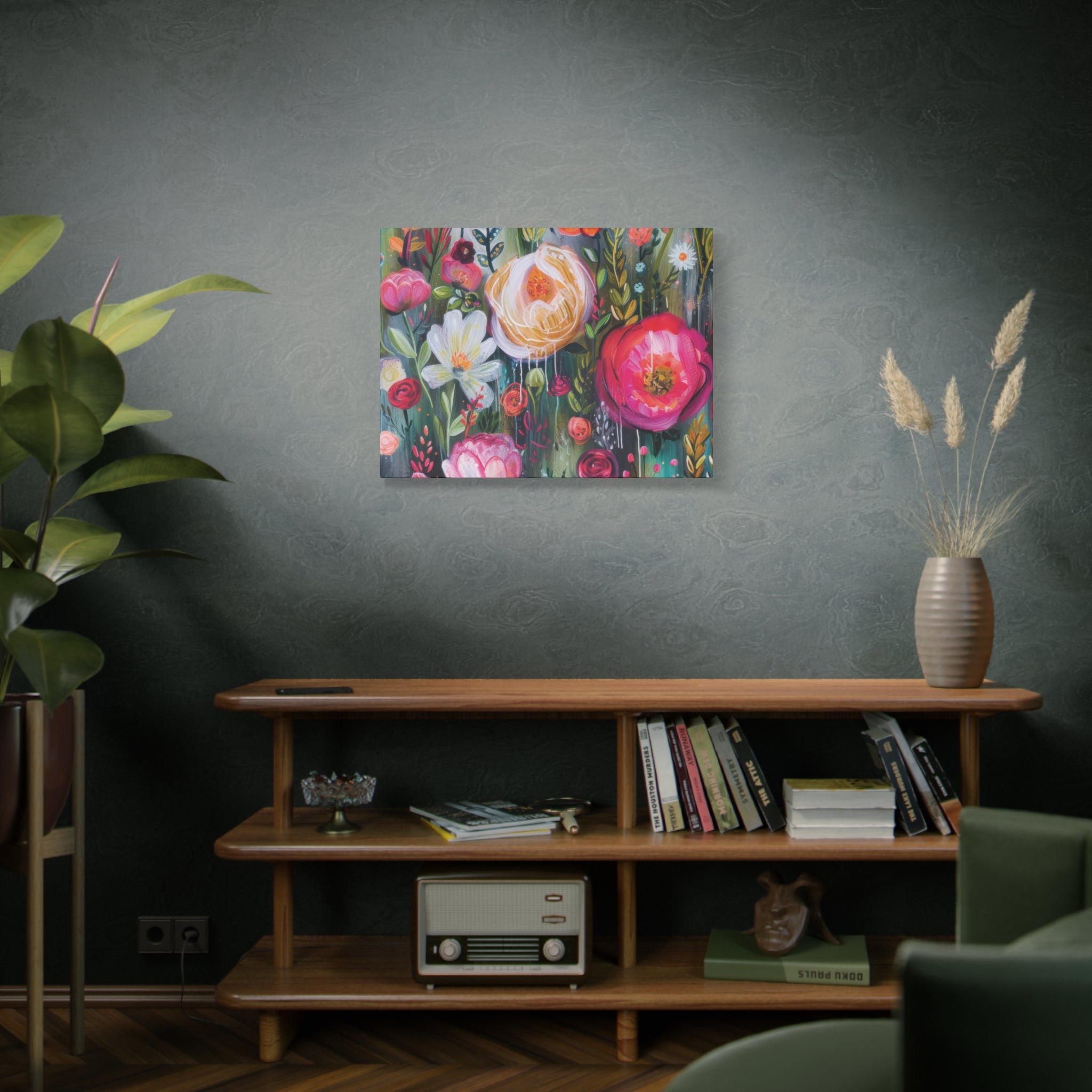 Watercolor Boho Floral Wall Art Matte Canvas Stretched, Vibrant Botanical Design, Perfect for Living Room, Bedroom, or Office Decor, Adds a Stylish Touch to Any Space - MRSBYVALLE