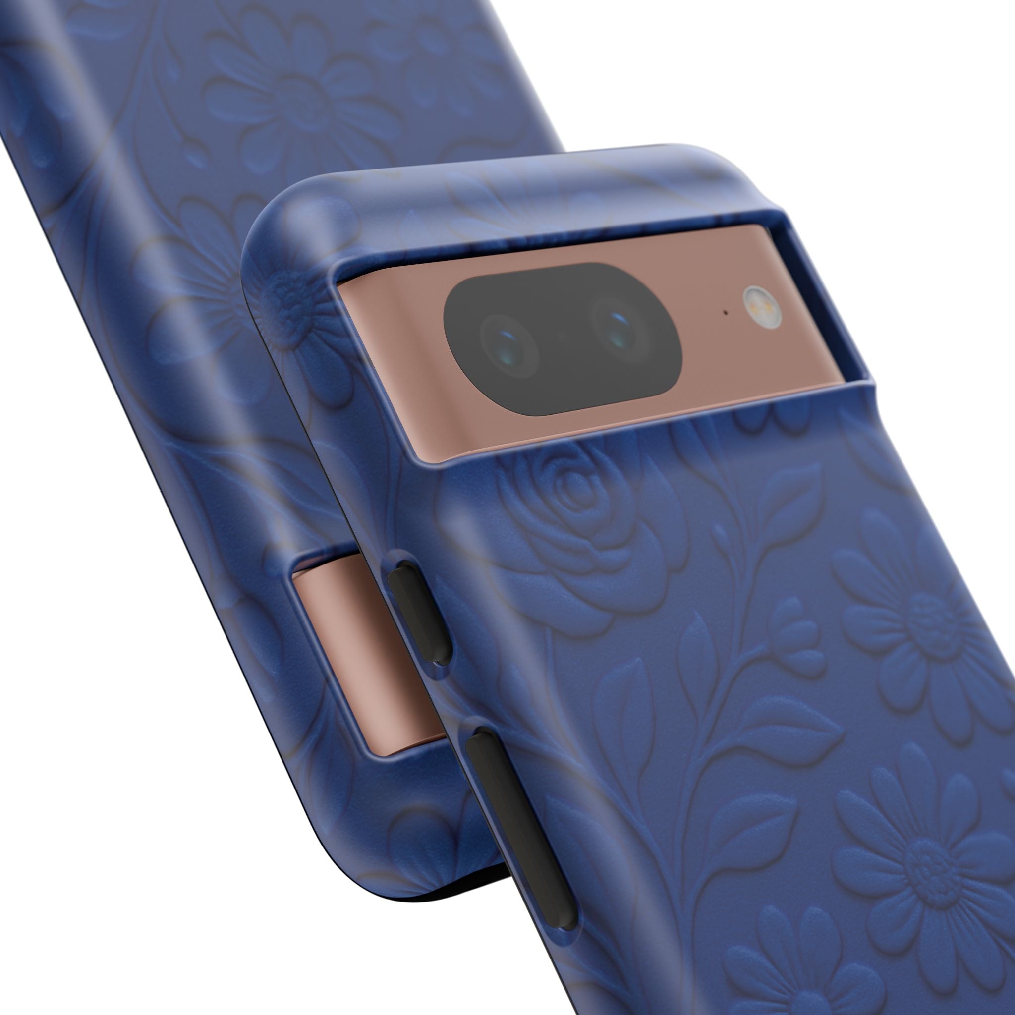 3D Illusion Floral Cobalt Blue Phone Case Elegant Raised Flower Design, Seamless Textured Look, Durable & Stylish Protection for iPhone and Android Models Fits iPhone & Samsung Models