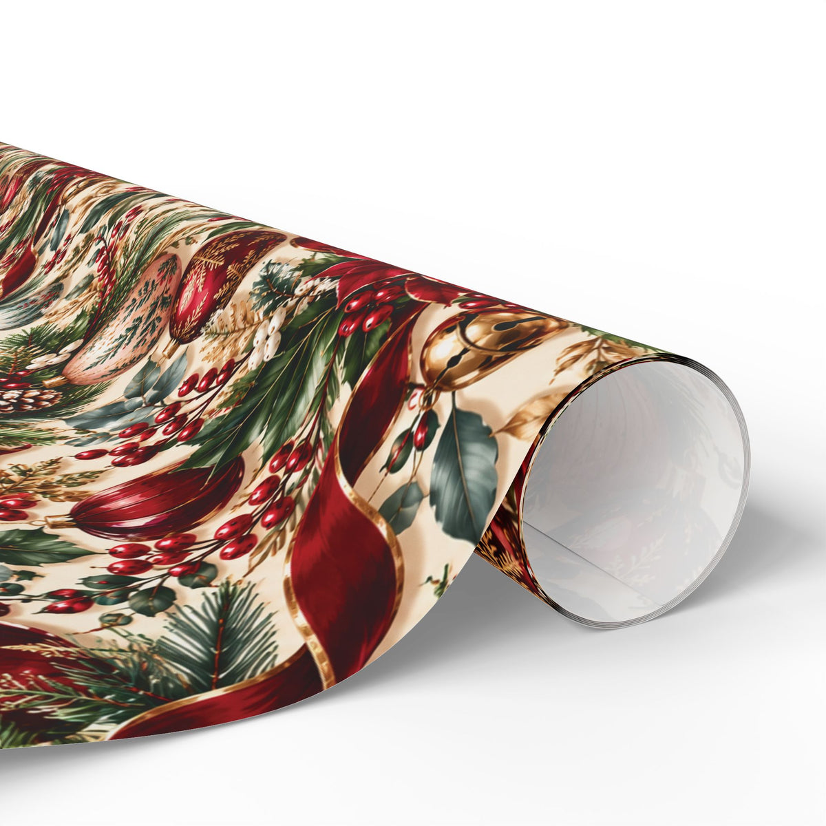 Vintage Christmas Poinsettia Wrapping Paper