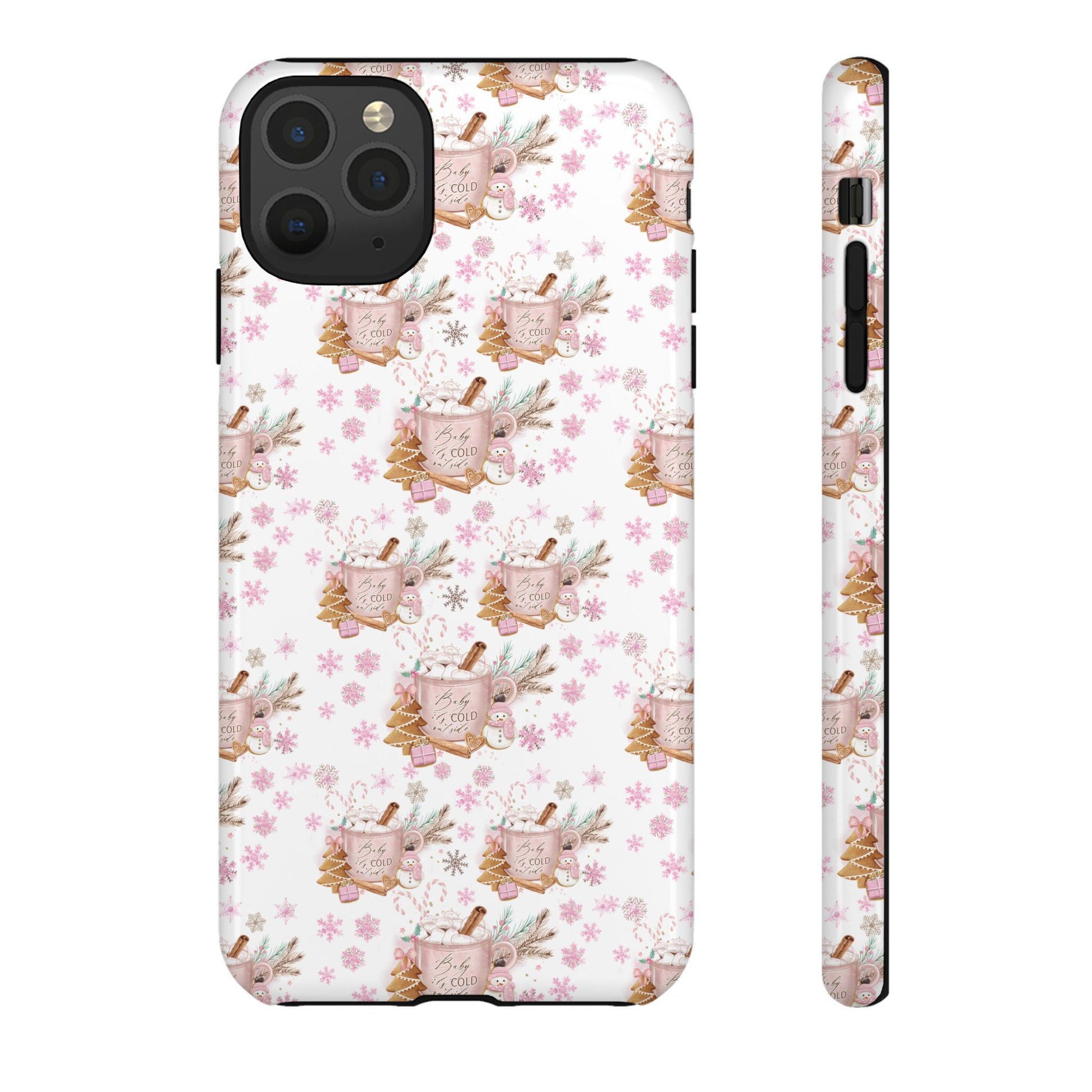 Baby it's Cold Outside Pink and White Phone Case Unique Holiday Protection for Your Device | Stylish & Durable Cover Gift for Her Phone 15, Samsung iPhone Samsung Accessory Gift for Her