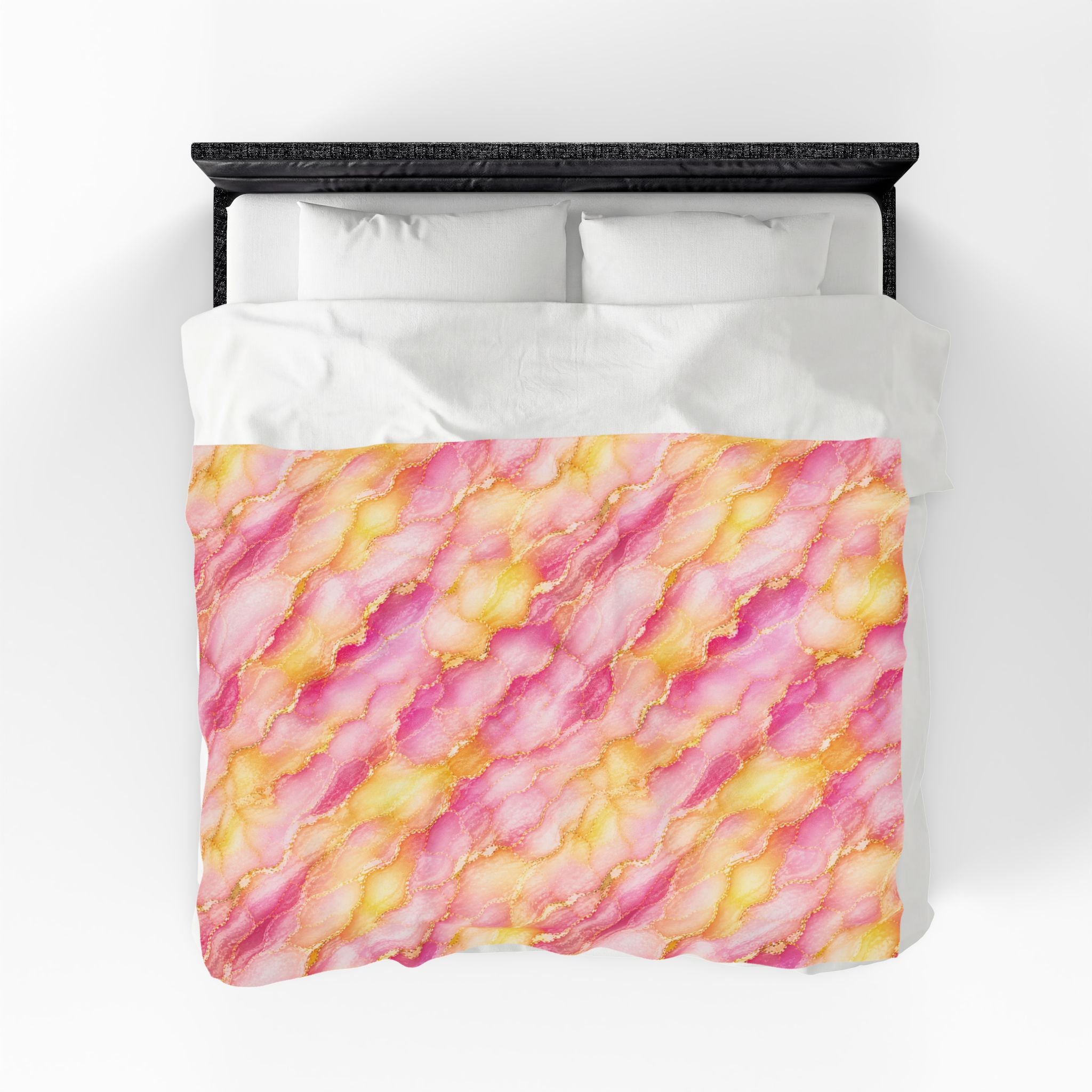 Blush Pink & Pastel Yellow Marble Blanket – Gold Vein Luxury Throw, Soft Cozy Elegant Home Decor