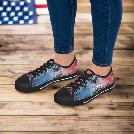 Patriotic American Flag and Eagle Sneakers Step Out in Style with Stunning USA Symbol! Perfect for Everyday Wear and Proud Americans. Durable, High-Quality Footwear Everyday Activities - MRSBYVALLE