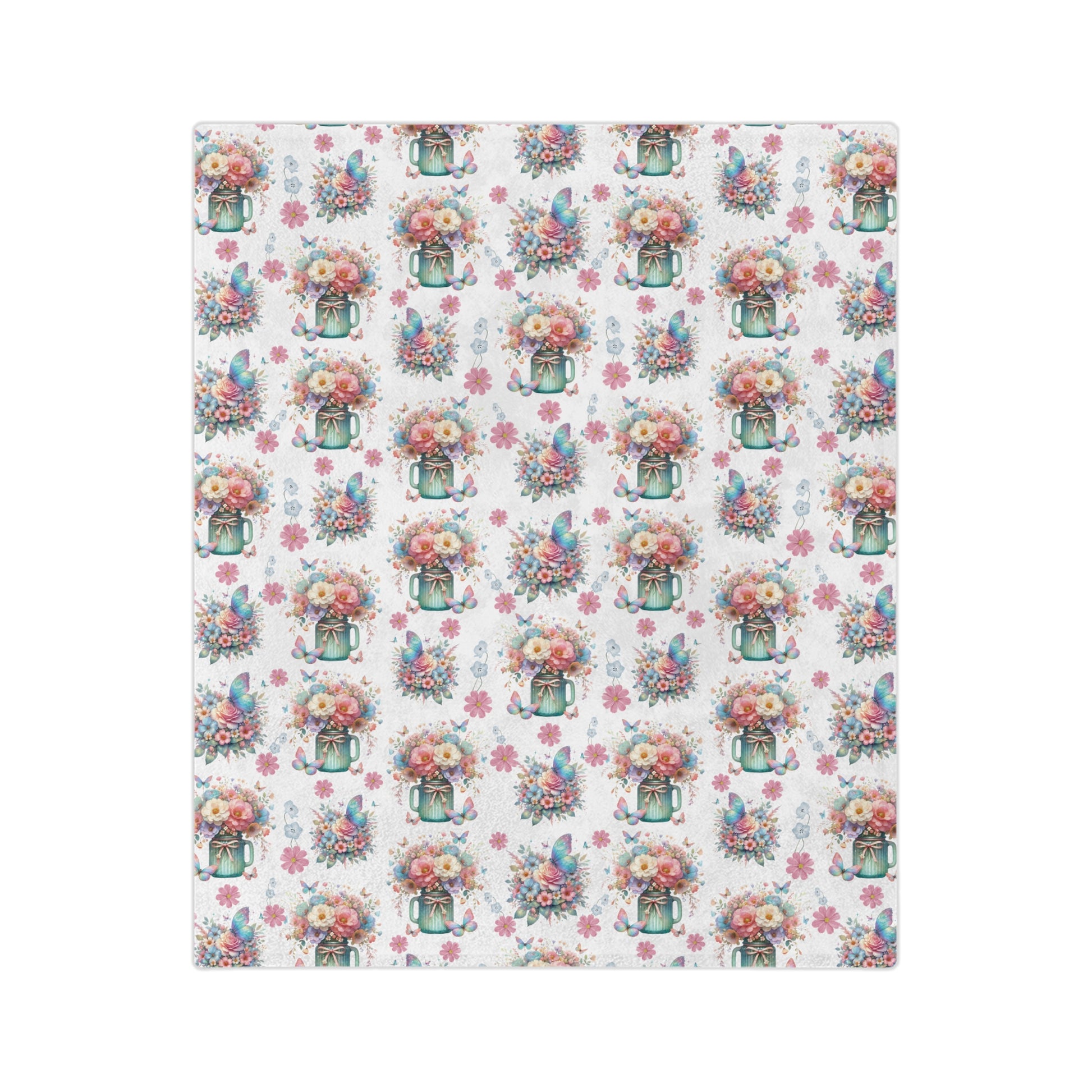 White Pastel Wildflower Minky Blanket Luxurious 100% Polyester Cozy Comfort Throw Ultra-Soft Microfiber Comfort Blanket, Perfect for Snuggling Decor, Cozy All-Season Warmth, Comfort Housewarming Gift Throw.