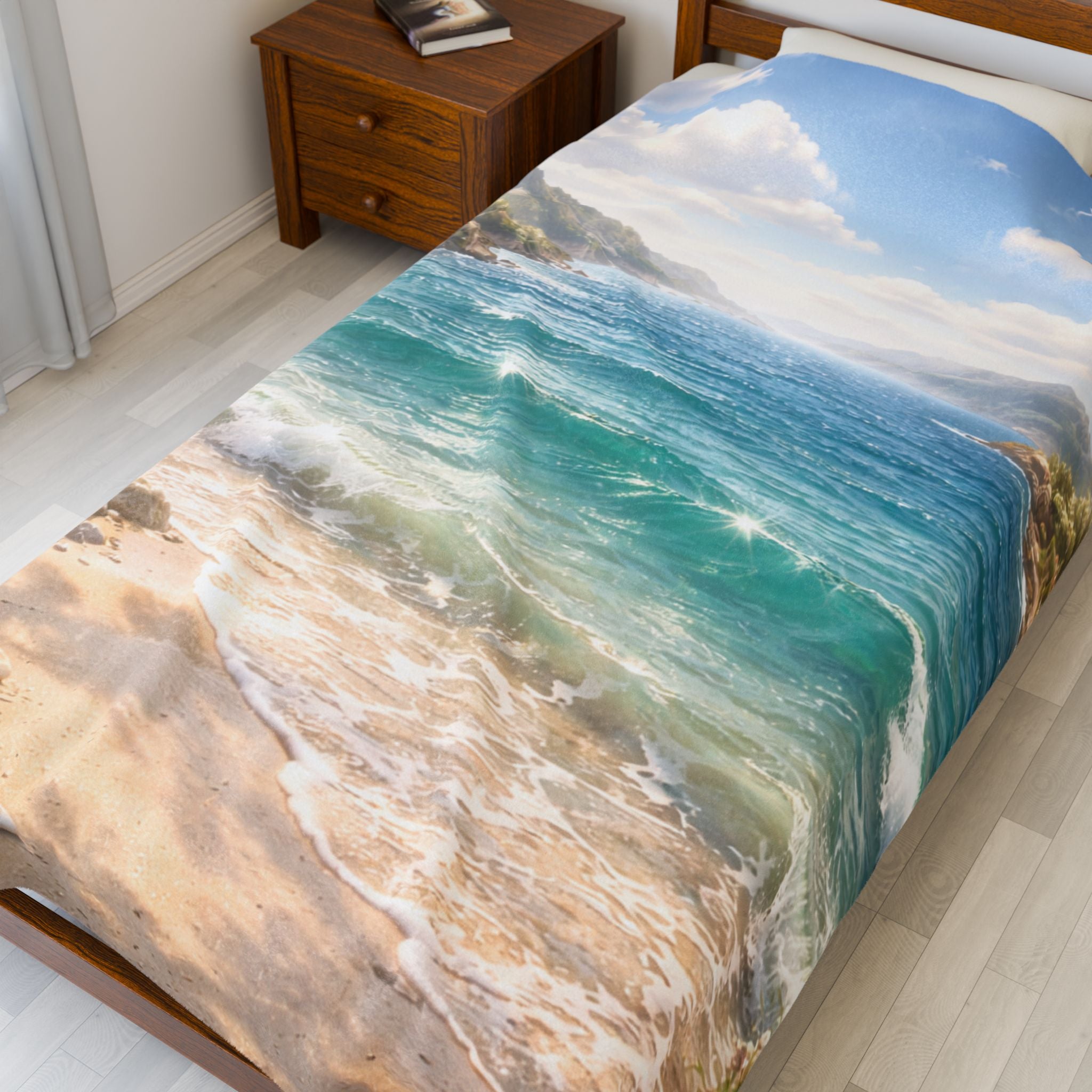 Coastal Horizon Velveteen Plush Blanket — Ocean View Minky Throw