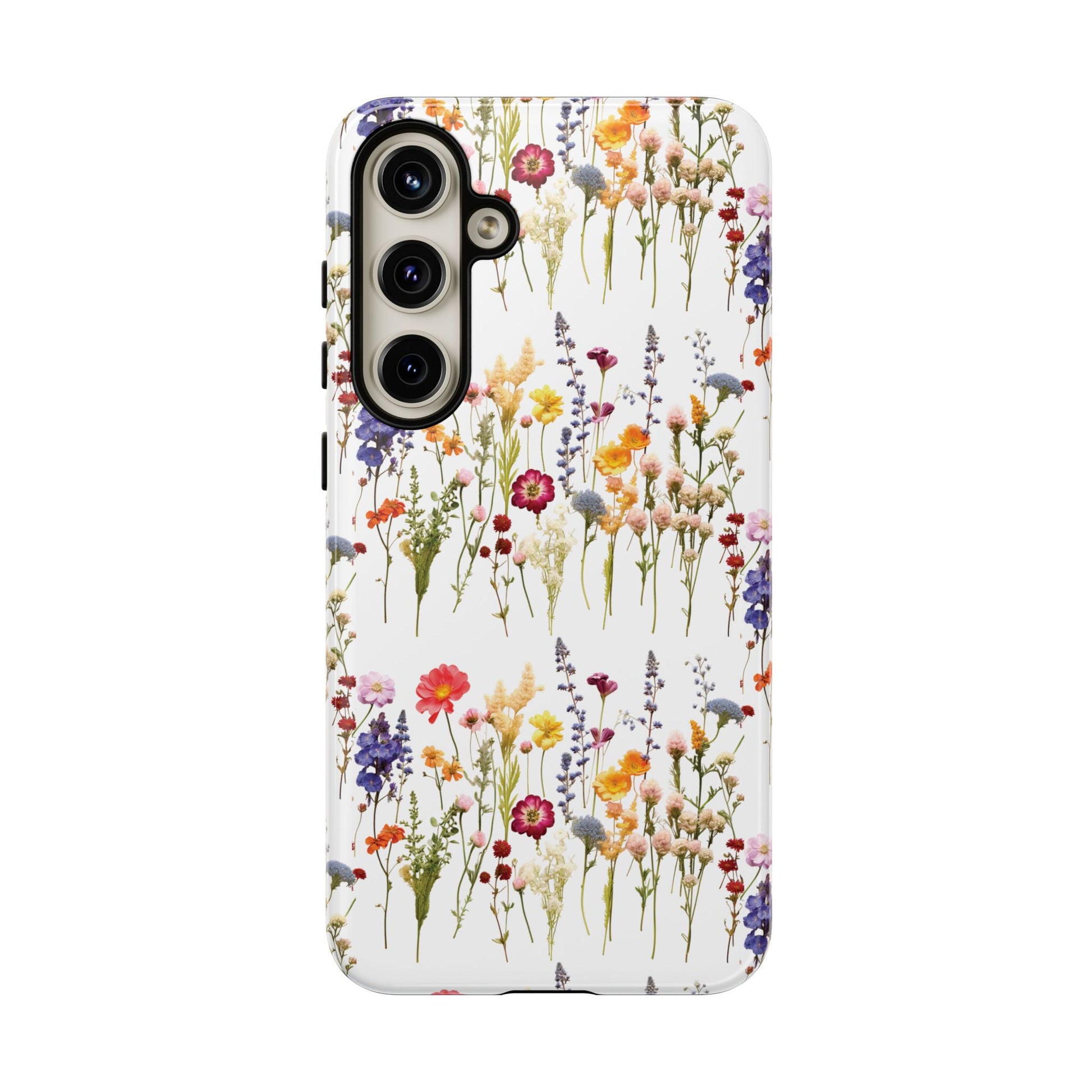 White Best Phone Case Press Flowers Floral 3D Illusion Luxury Tough Case Floral Elegant Durable Stylish for Modern Devices iPhone 17, 16, 15, Samsung iPhone Samsung Accessory Gift for Her