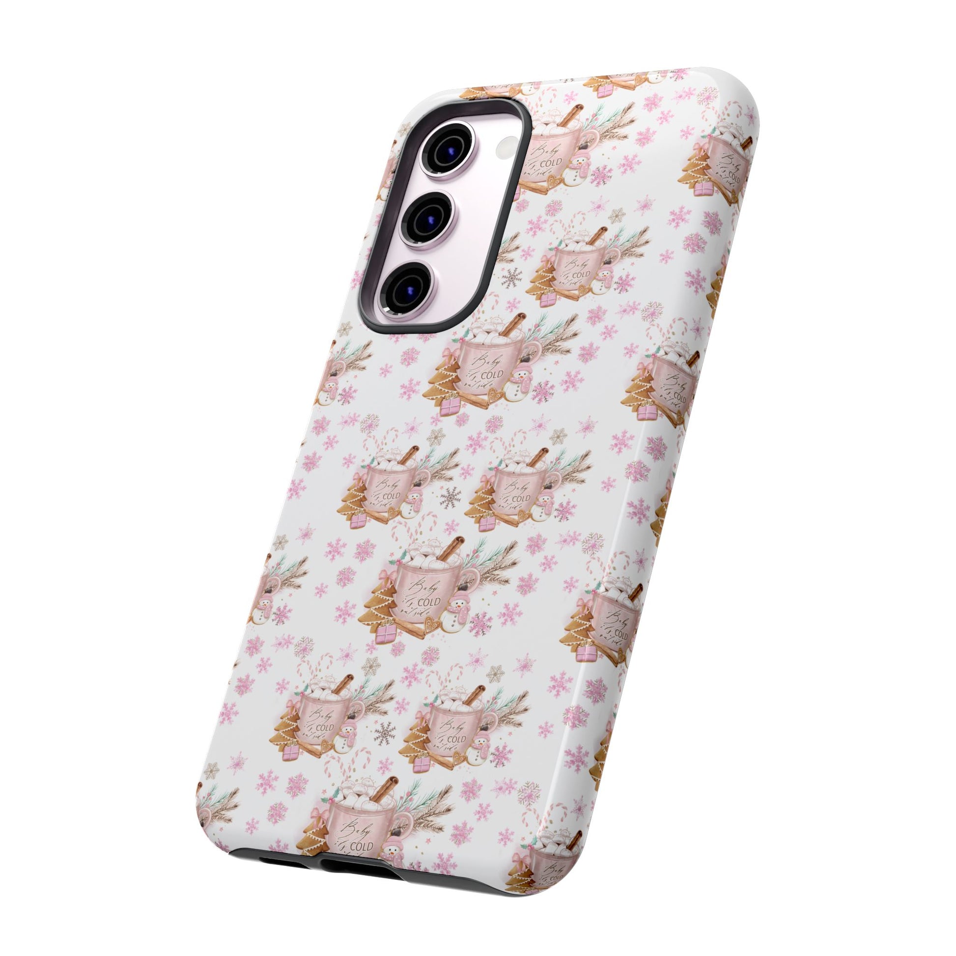 Baby it's Cold Outside Pink and White Phone Case Unique Holiday Protection for Your Device | Stylish & Durable Cover Gift for Her Phone 15, Samsung iPhone Samsung Accessory Gift for Her