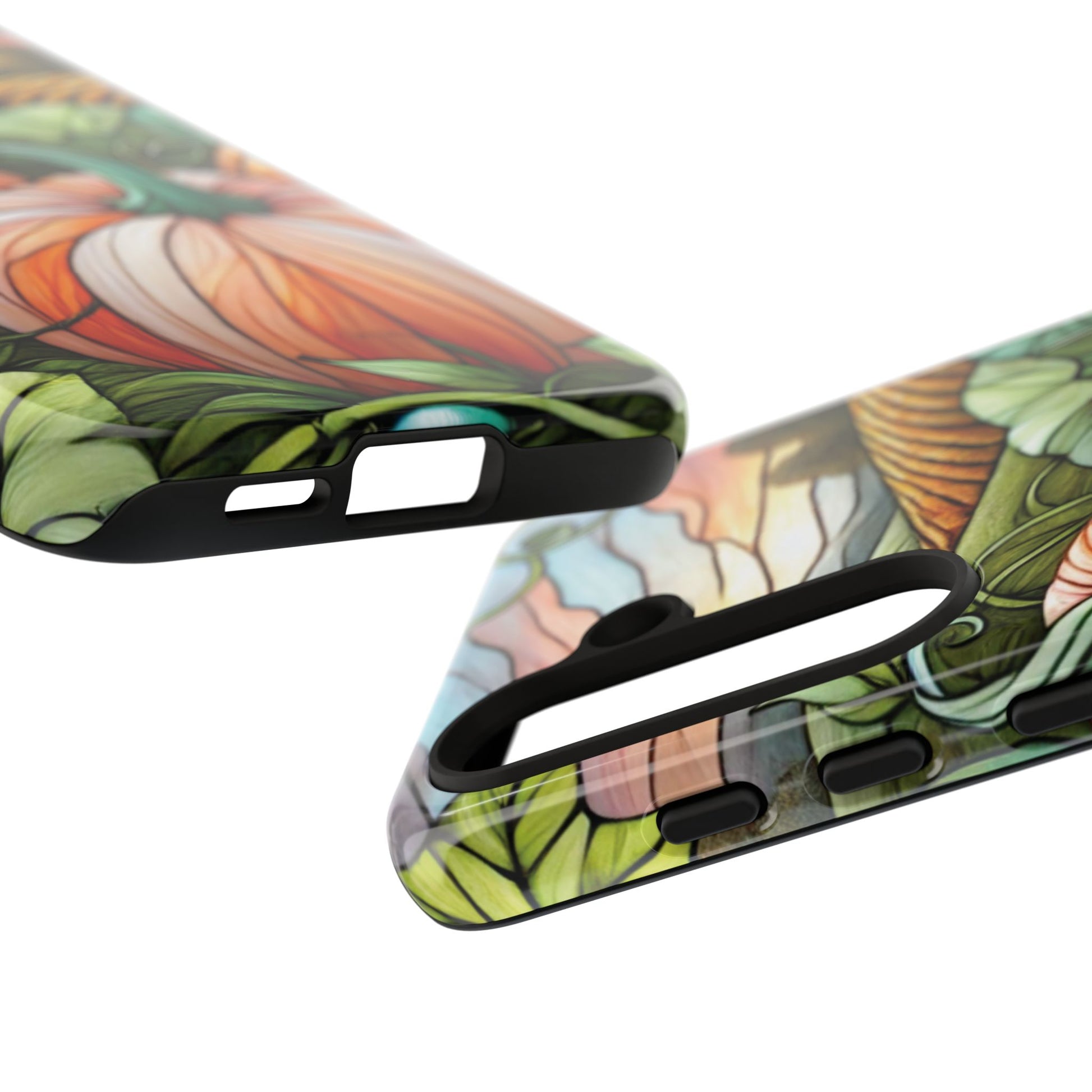 Pumpkins Phone Case Fall Faux Stained-Glass Thanksgiving Cover Pumpkin Lovers Gift for Galaxy S 24 23 22 21 Pixel 5 6 7 8 iPhone 17 , 16 15 14 13 12 Samsung iPhone Samsung Gift for Her