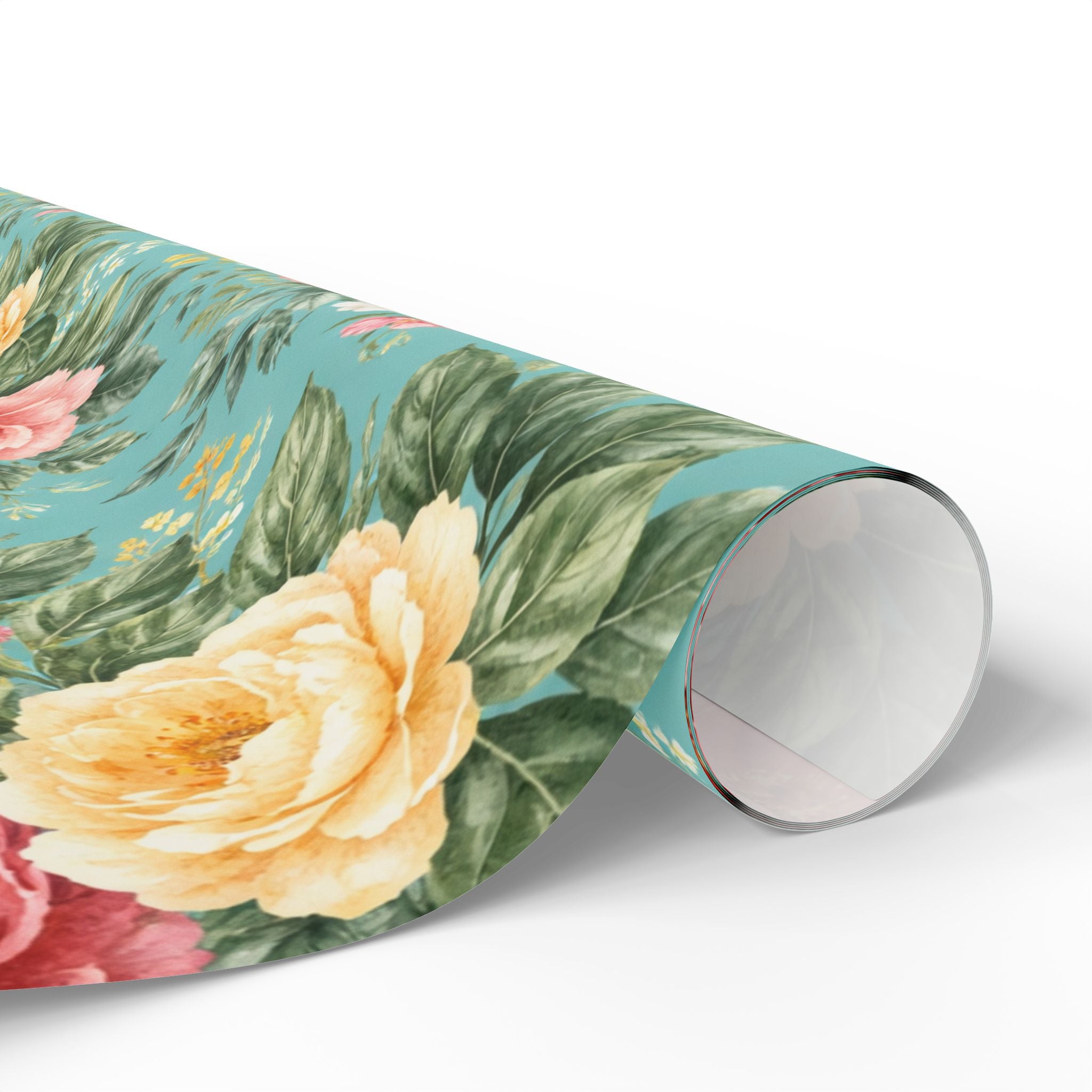 Turquoise Botanical Wrapping Paper — Signature Floral Gift Wrap for Weddings & Birthdays