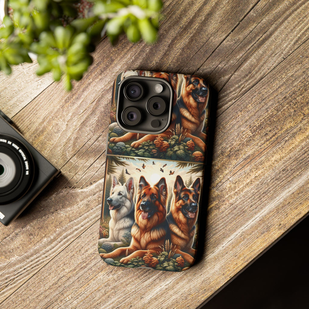 German Shepherd Phone Tough Case Floral Elegant Durable Dog Lover Devices iPhone 15, Samsung iPhone Samsung Accessory Gift for Her