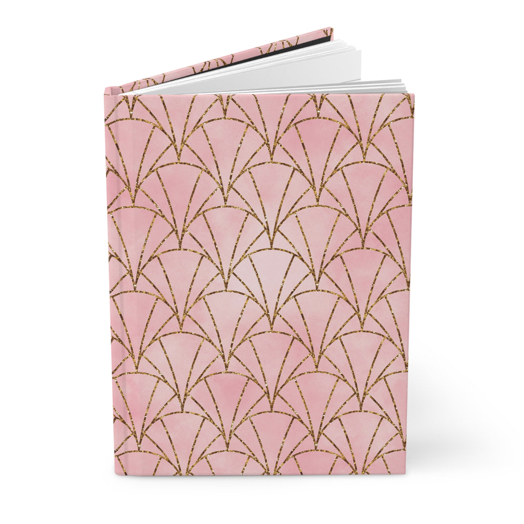 Art Deco Pink and Gold Hardcover Journal — Imperial Geometric Executive Notebook