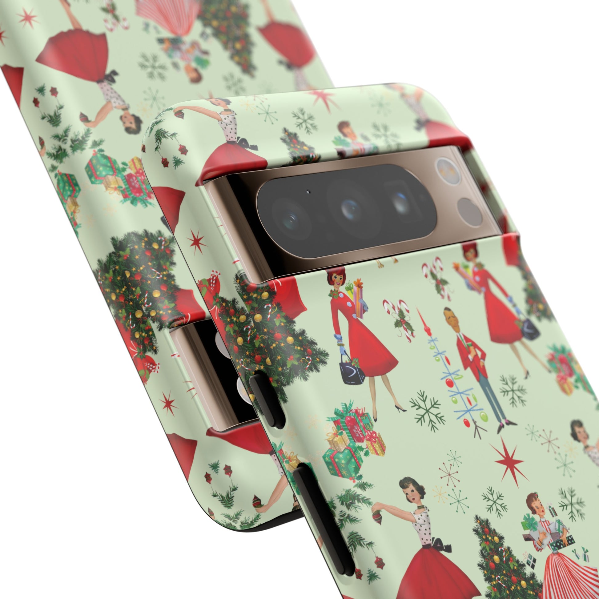 1950s Vintage Phone Case - Retro Christmas Design | Unique Holiday Protection for Your Device | Stylish & Durable Cover Gift for Her Phone 15, Samsung iPhone Samsung Accessory Gift for Her