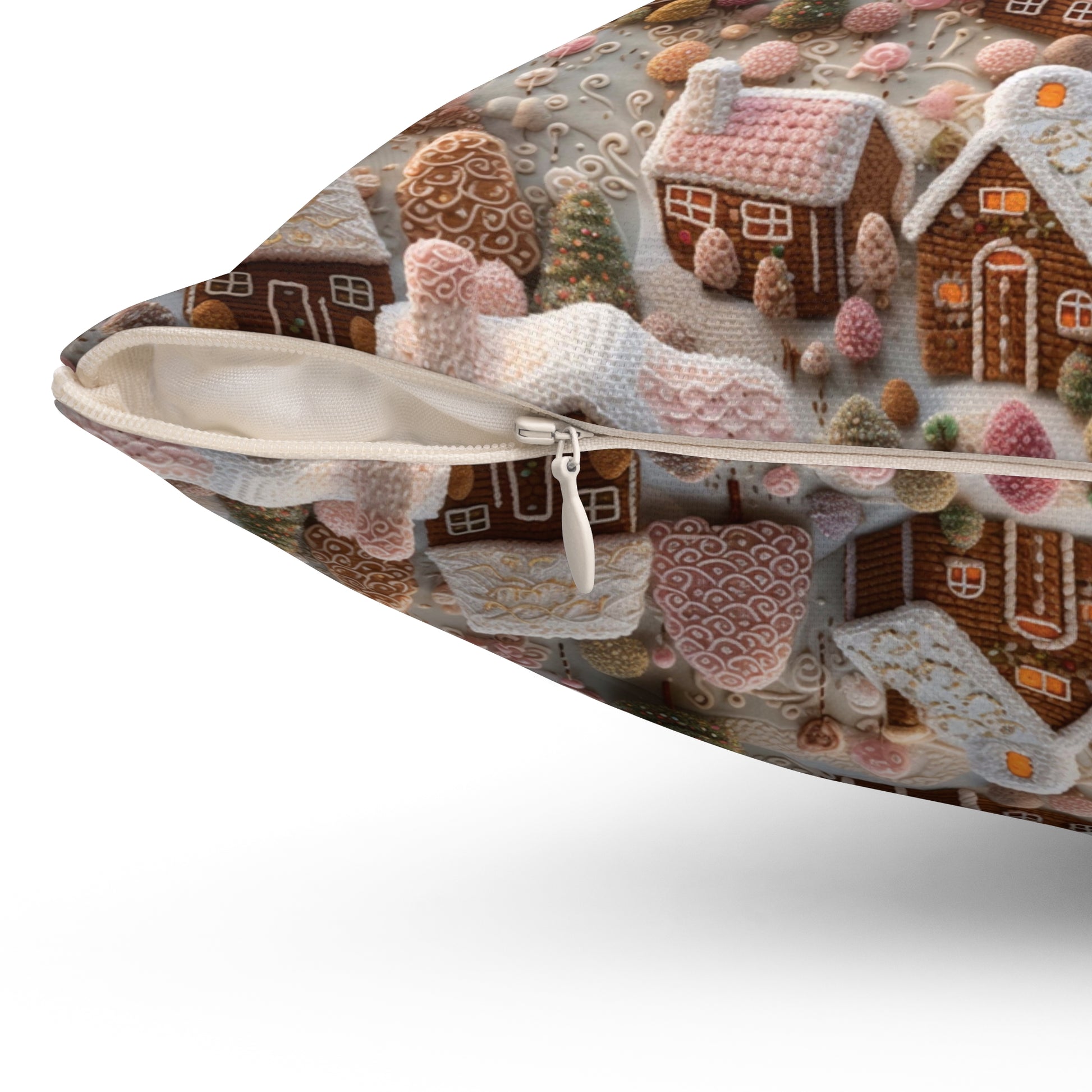 Gingerbread House Square Pillow Elegant Holiday Decor Perfect for all Seasonal Decorations Perfect Accent for Living Rooms, Bedrooms, Soft, Durable, Pillow Gift New House, Bridal Shower Gift - MRSBYVALLE