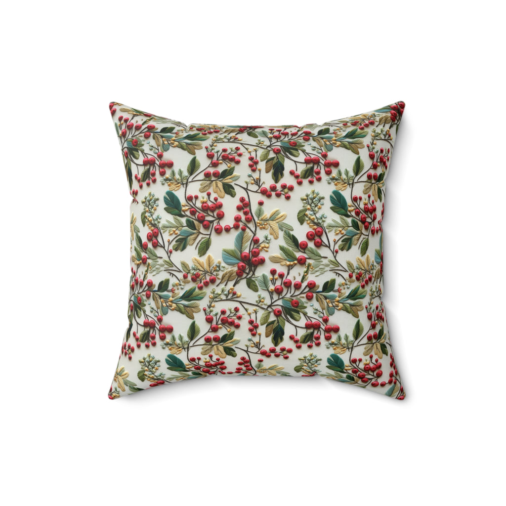 Housewarming Gift Christmas Holly Floral Design Square Decorative Pillow Elegant Home Accent Home Decor | Premium Quality, Soft, and Durable | Perfect for Couch, Bed, or Chair | Elegant Bedrooms Pillow Gift New House, Bridal Shower Gift - MRSBYVALLE