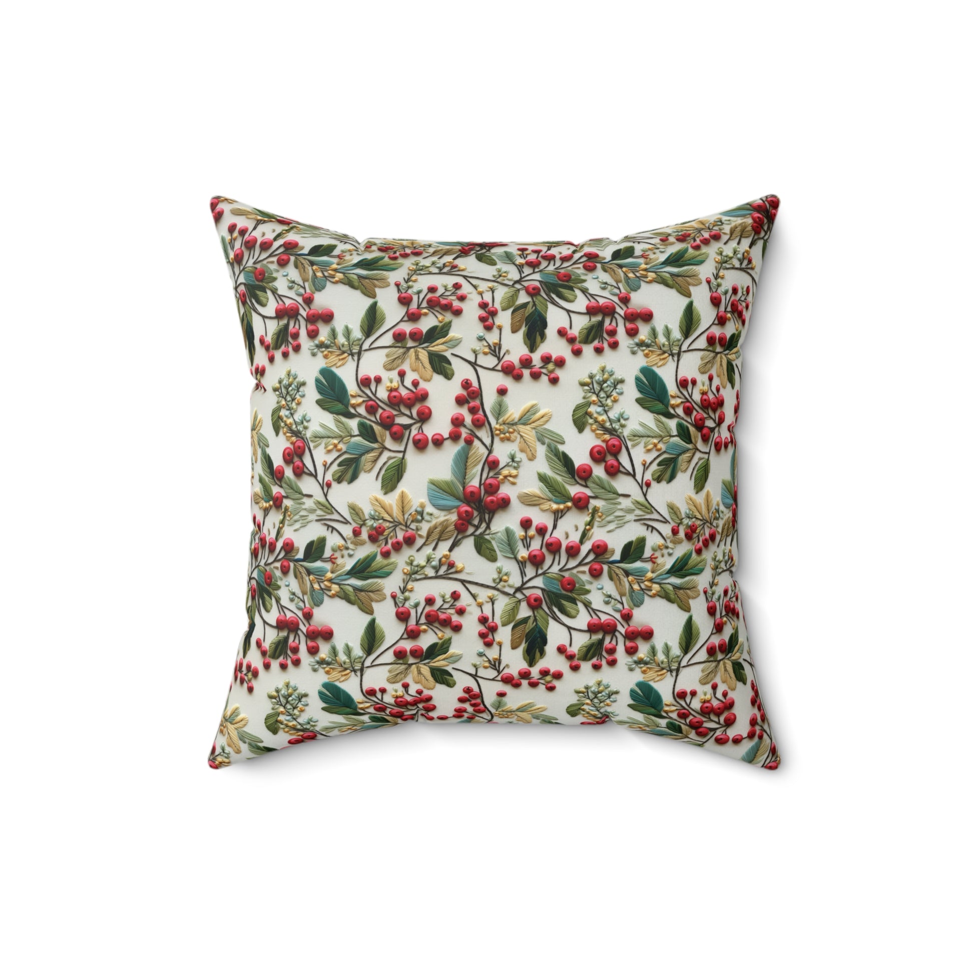 Housewarming Gift Christmas Holly Floral Design Square Decorative Pillow Elegant Home Accent Home Decor | Premium Quality, Soft, and Durable | Perfect for Couch, Bed, or Chair | Elegant Bedrooms Pillow Gift New House, Bridal Shower Gift - MRSBYVALLE