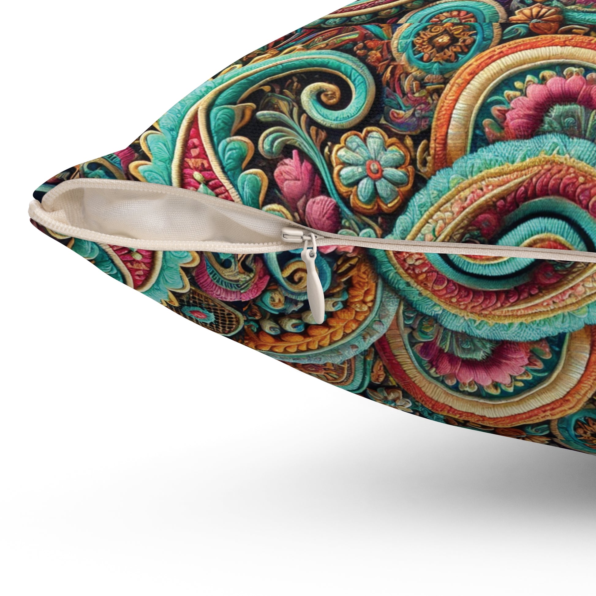 Paisley Floral Pastel Square Pillow Stylish Home Decor Accent for Living Room, Bedroom, or Gifts | Soft & Durable 100% Polyester with Double-Sided Print