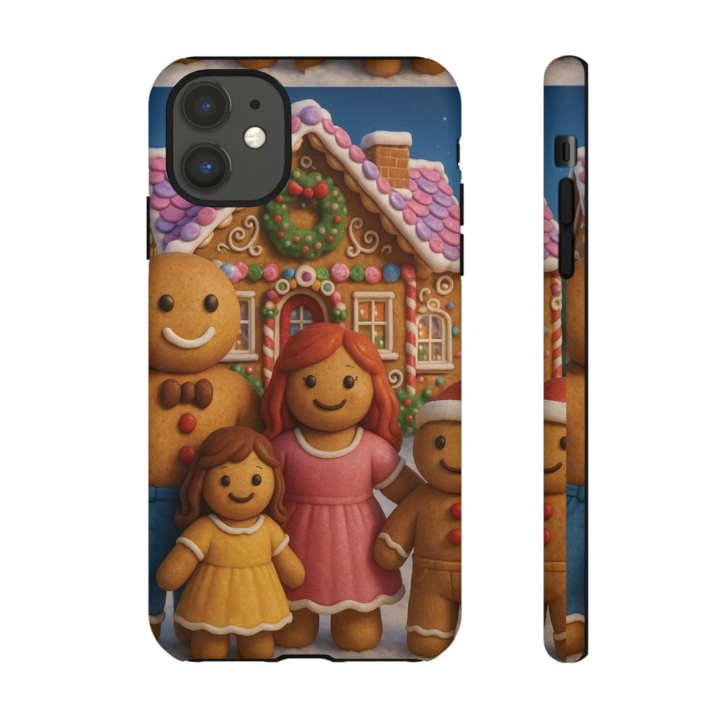 Coque de téléphone esthétique Famille en Pain d'Épices – Design d'inspiration vintage sur le thème de Noël – Étui stylé pour modèles iPhone et Samsung Galaxy