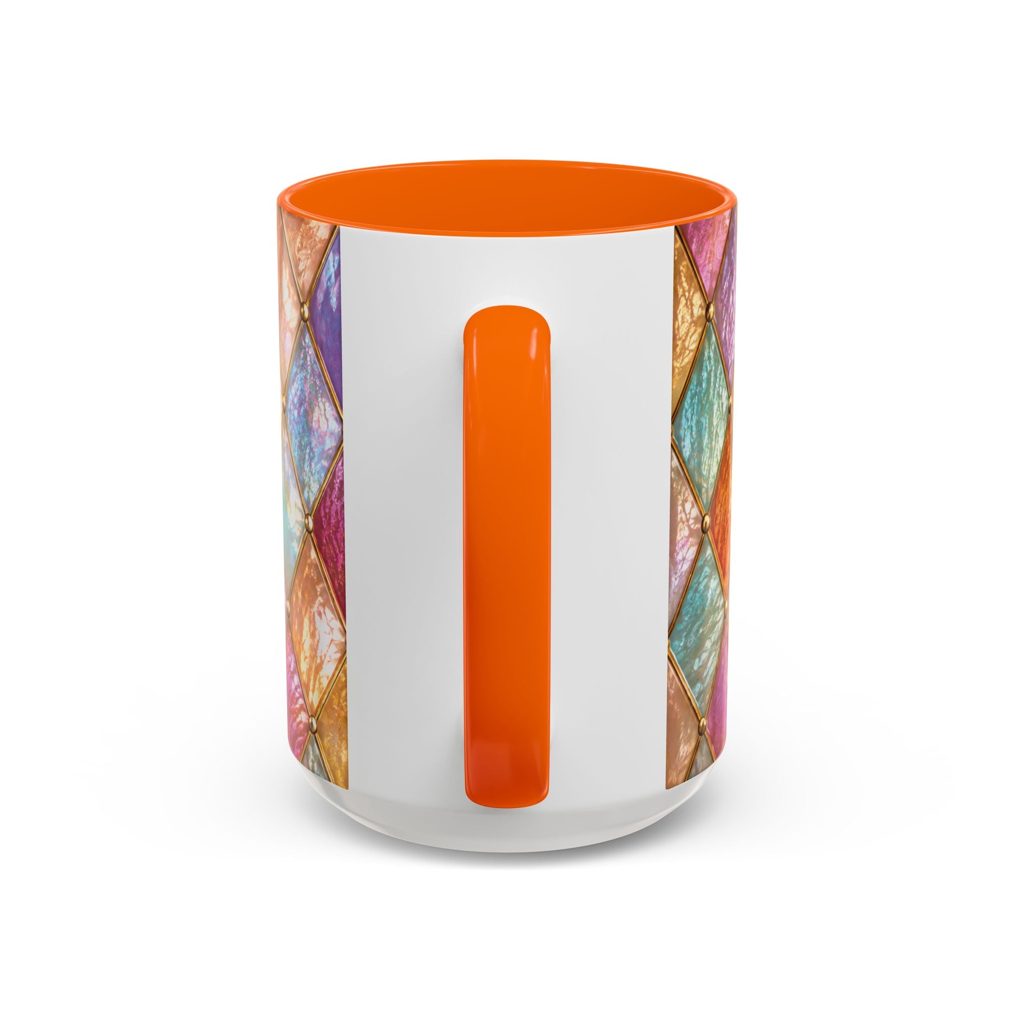 Colorful Jewel-Quilt Accent Coffee Mug — Vibrant Stained-Glass Pattern (11/15oz) Gift for her
