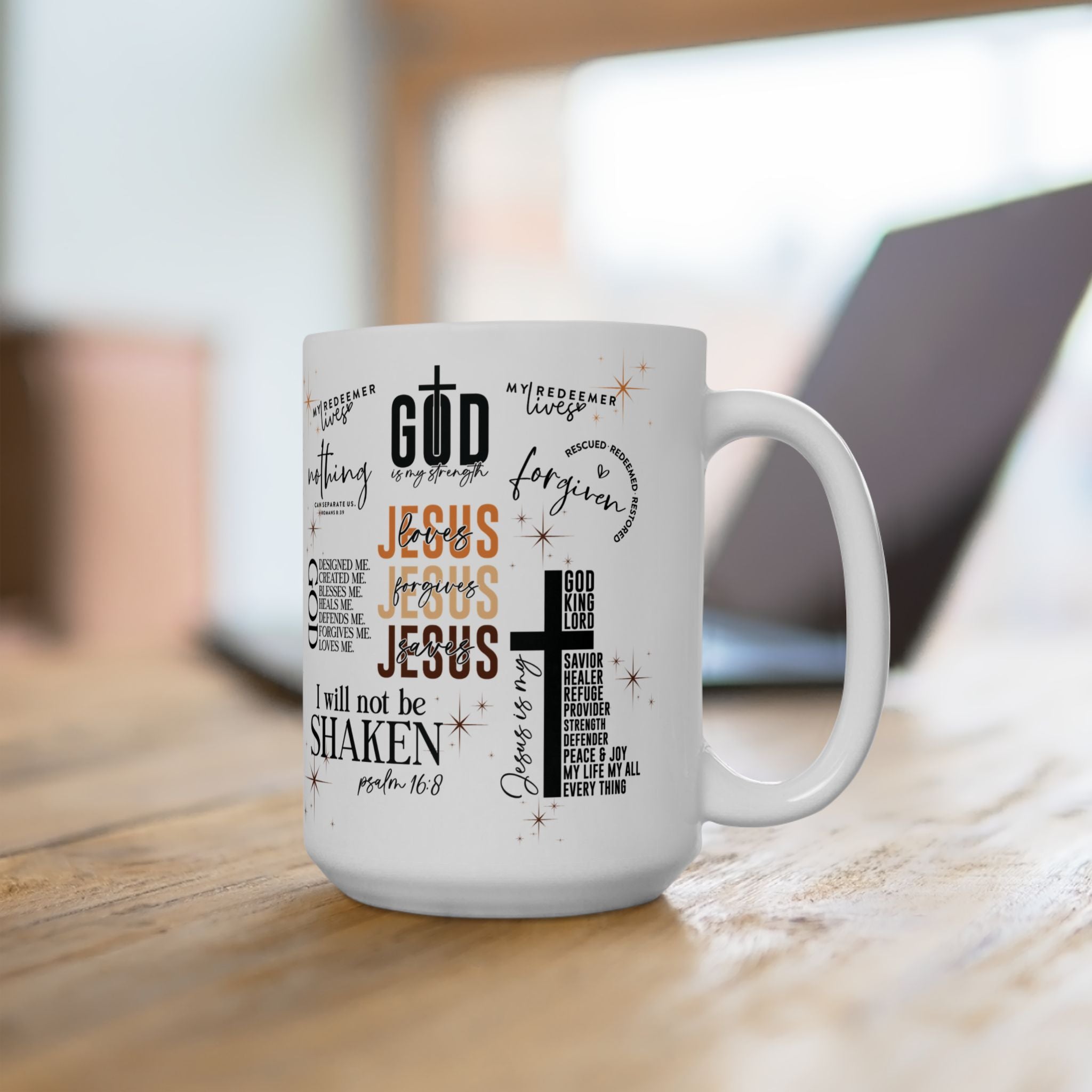 Jesus Quotes Bible Verse Mug All-Over Scripture Design 11oz/15oz, Dishwasher & Microwave Safe, Christian Gift for Coffee, Tea & Hot Chocolate Lovers Gift for Mom