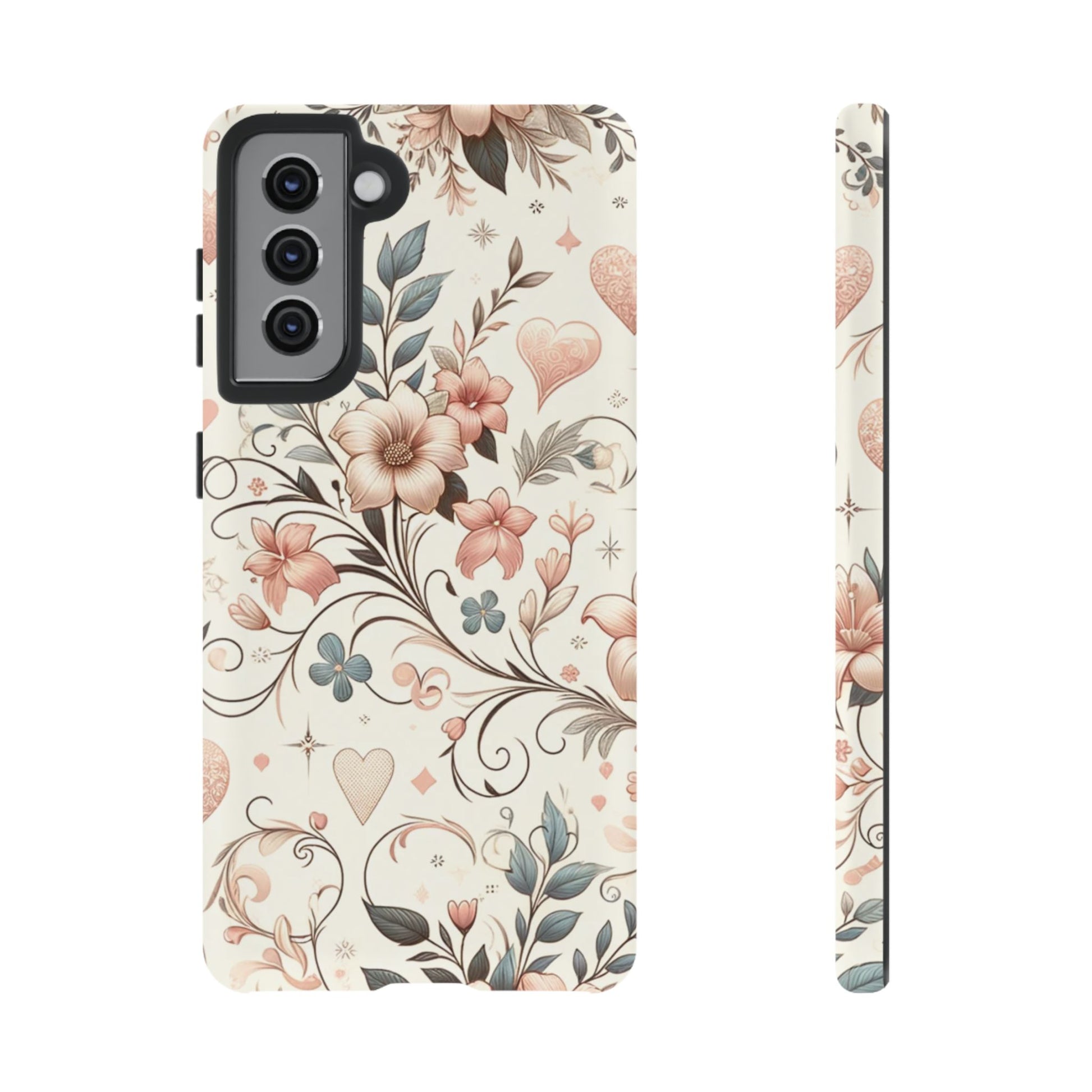 Floral Design Luxury Phone Tough Case Floral Elegant Durable Stylish for Modern Devices iPhone 17, 16 15, Samsung iPhone Samsung Accessory Gift for Her